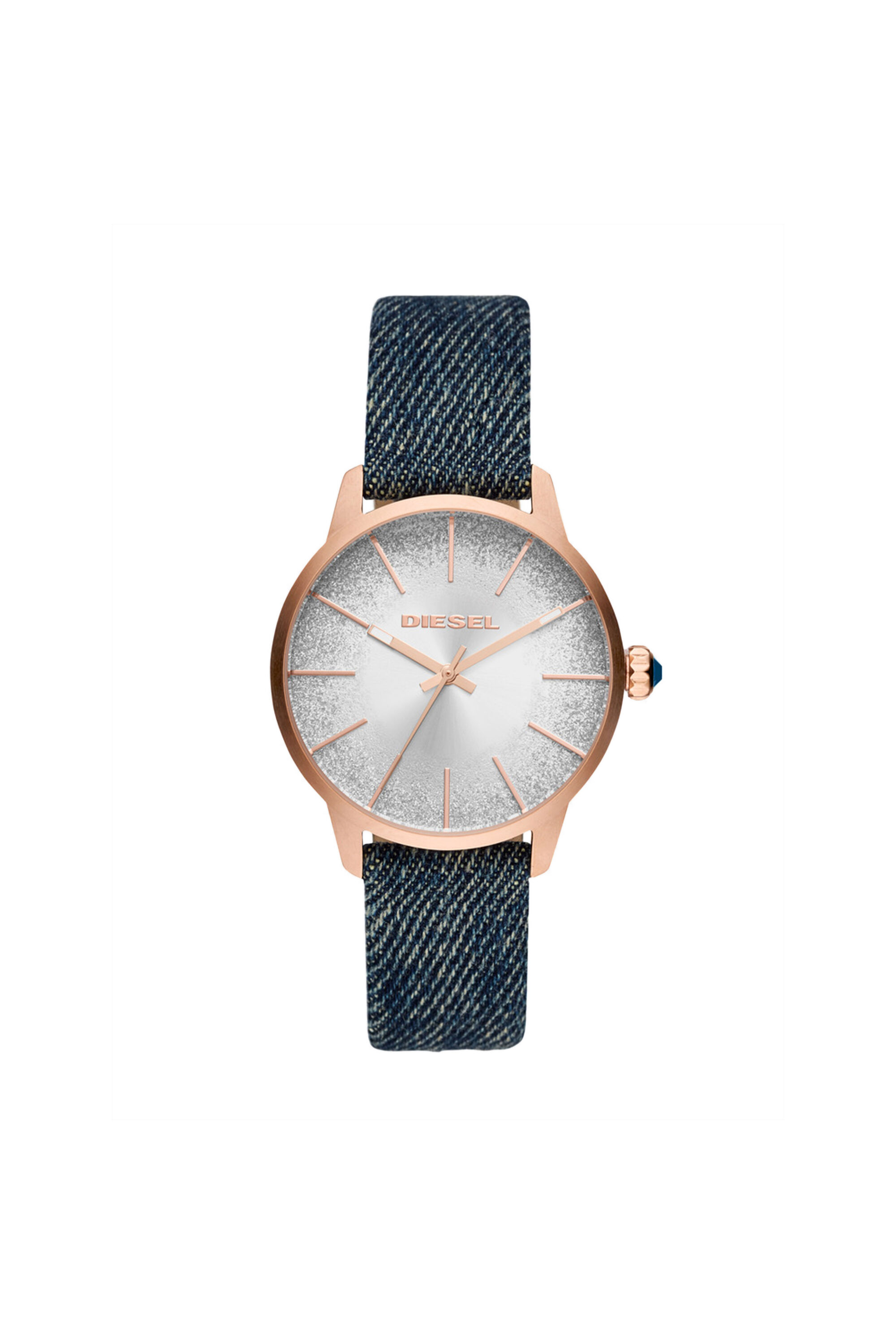 Diesel - DZ5566, Woman's Castilla glittered watch with denim strap, 38 mm in Blue - 1