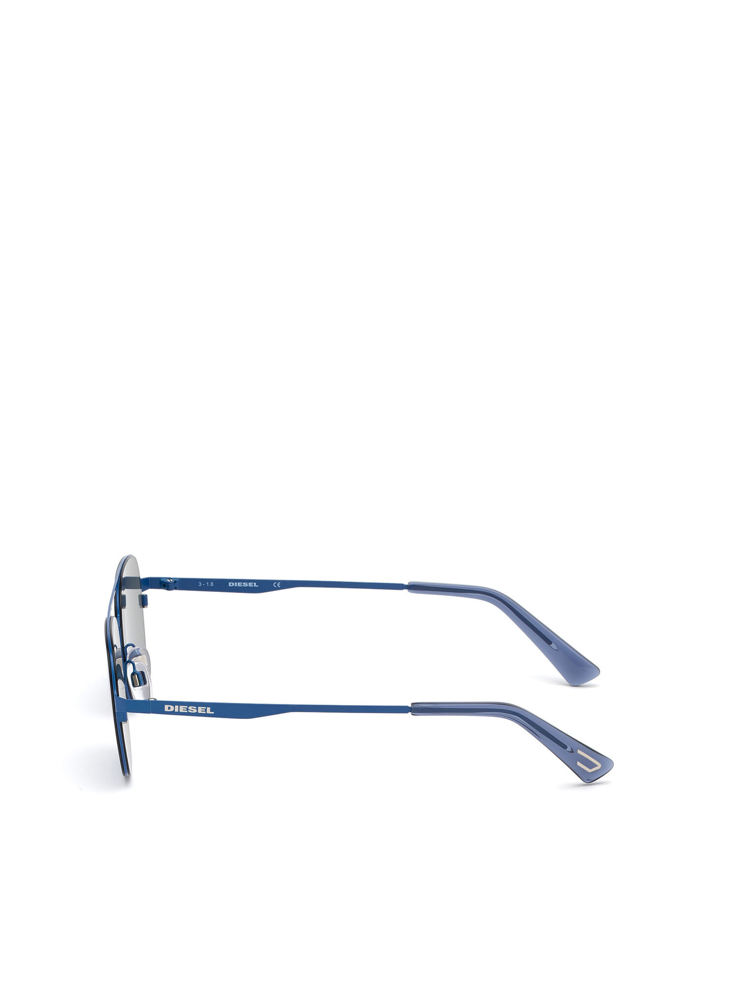 Diesel - DL0274, Man's Navigator shape sunglasses in metal in Blue - 3