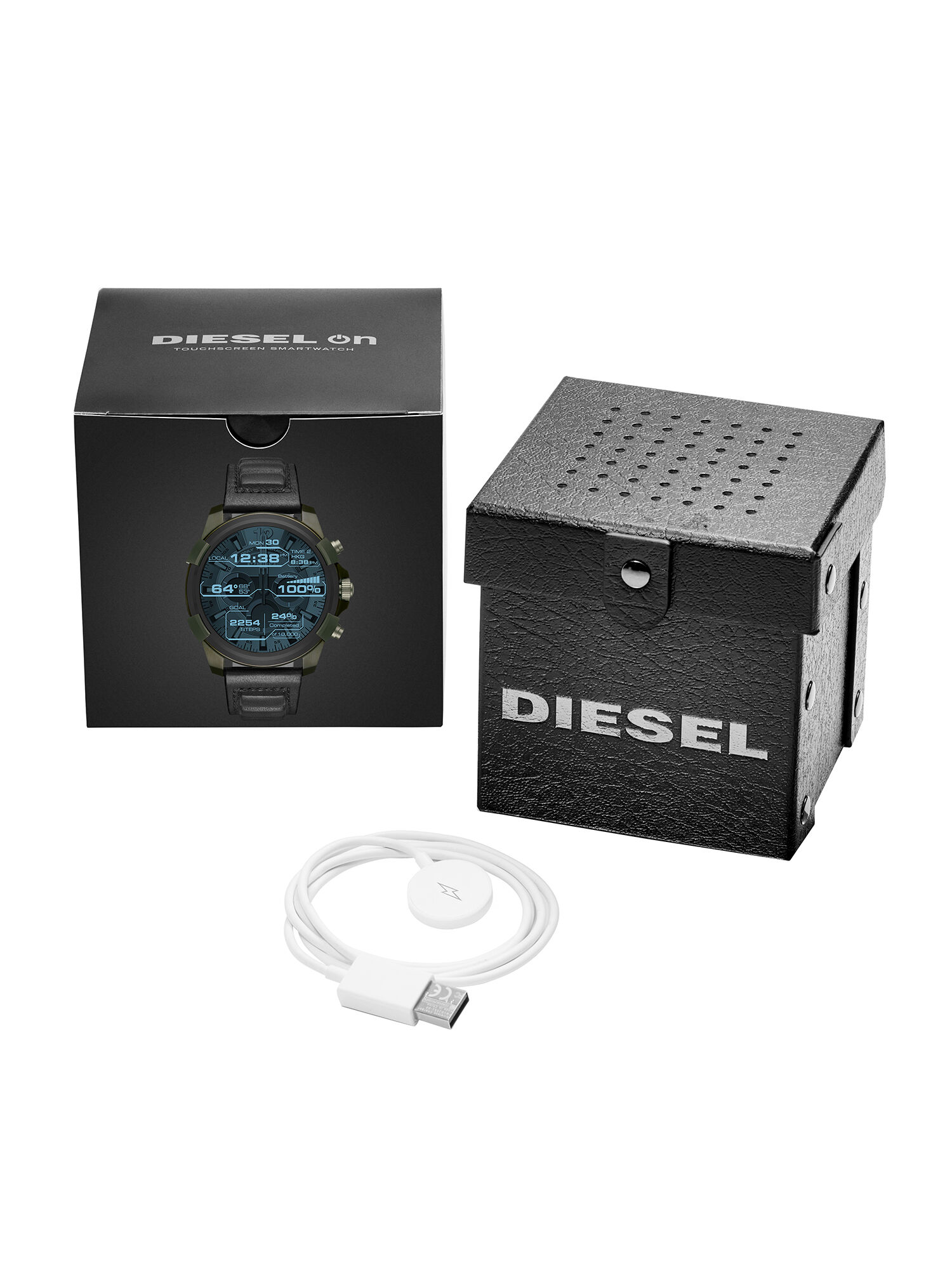 Diesel - DT2003, Man's Leather touchscreen smartwatch, 48 mm in Military Green - 5