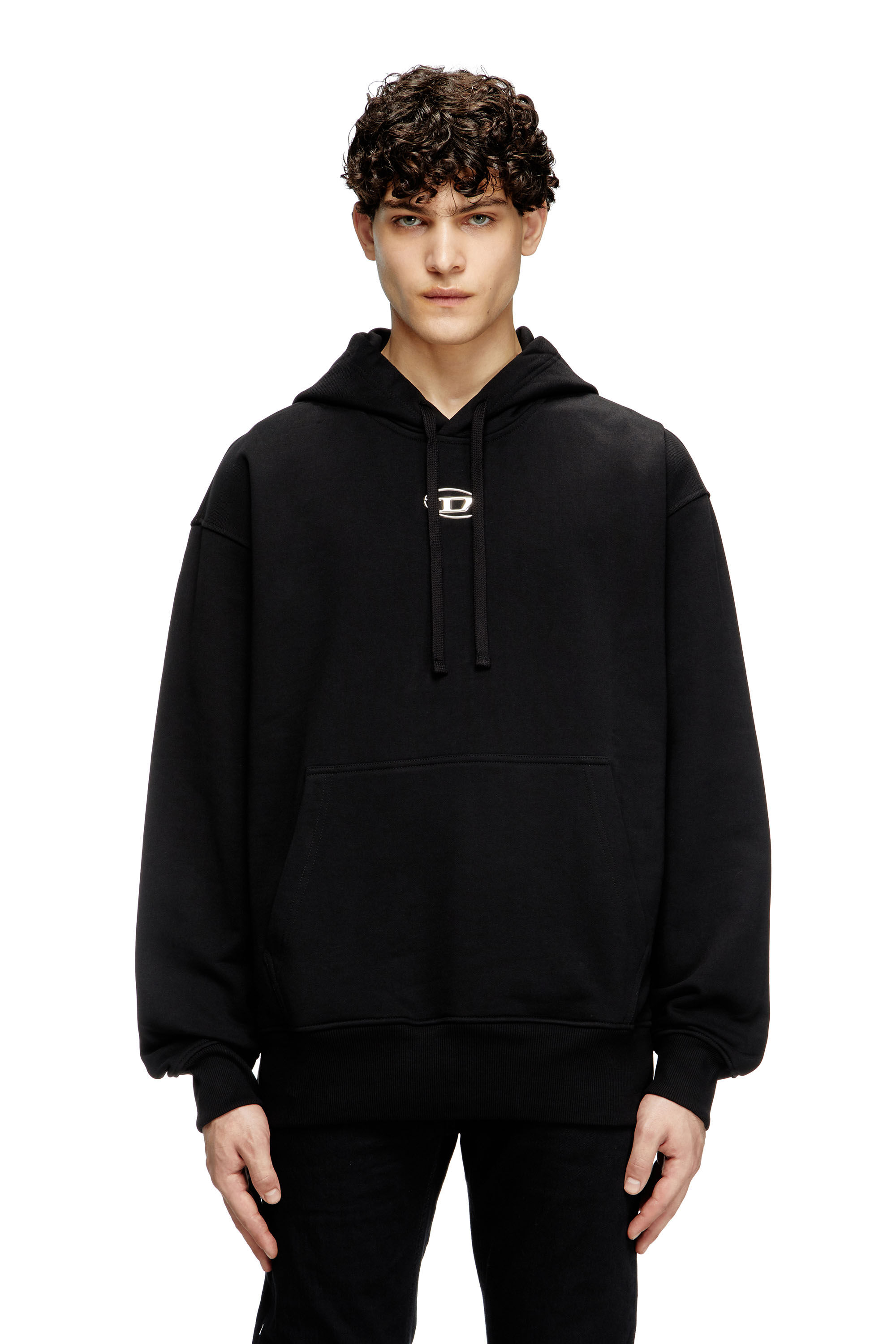 Diesel - S-MACS-HOOD-OD, Man's Hoodie with metallic logo in Black - 3