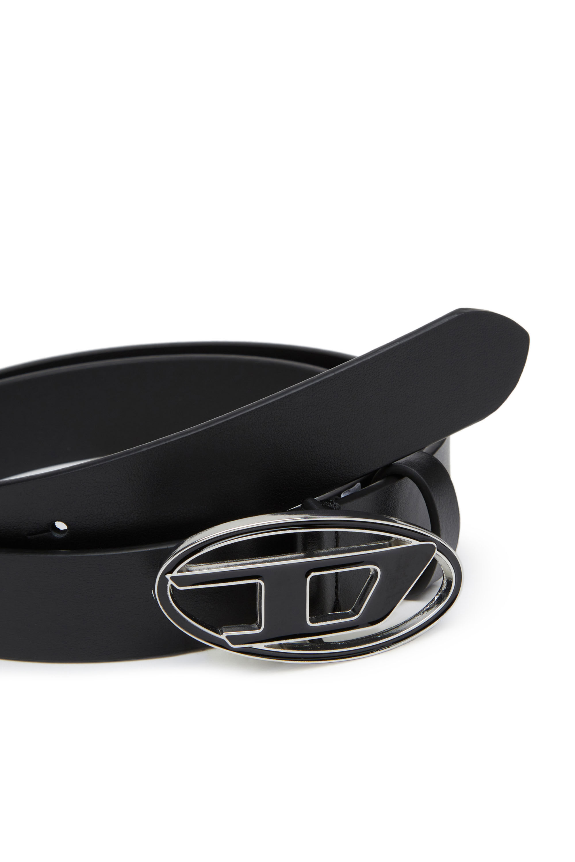 Diesel - B-1DR 25, Woman's 2.4cm leather belt with enamelled buckle in Black - 3