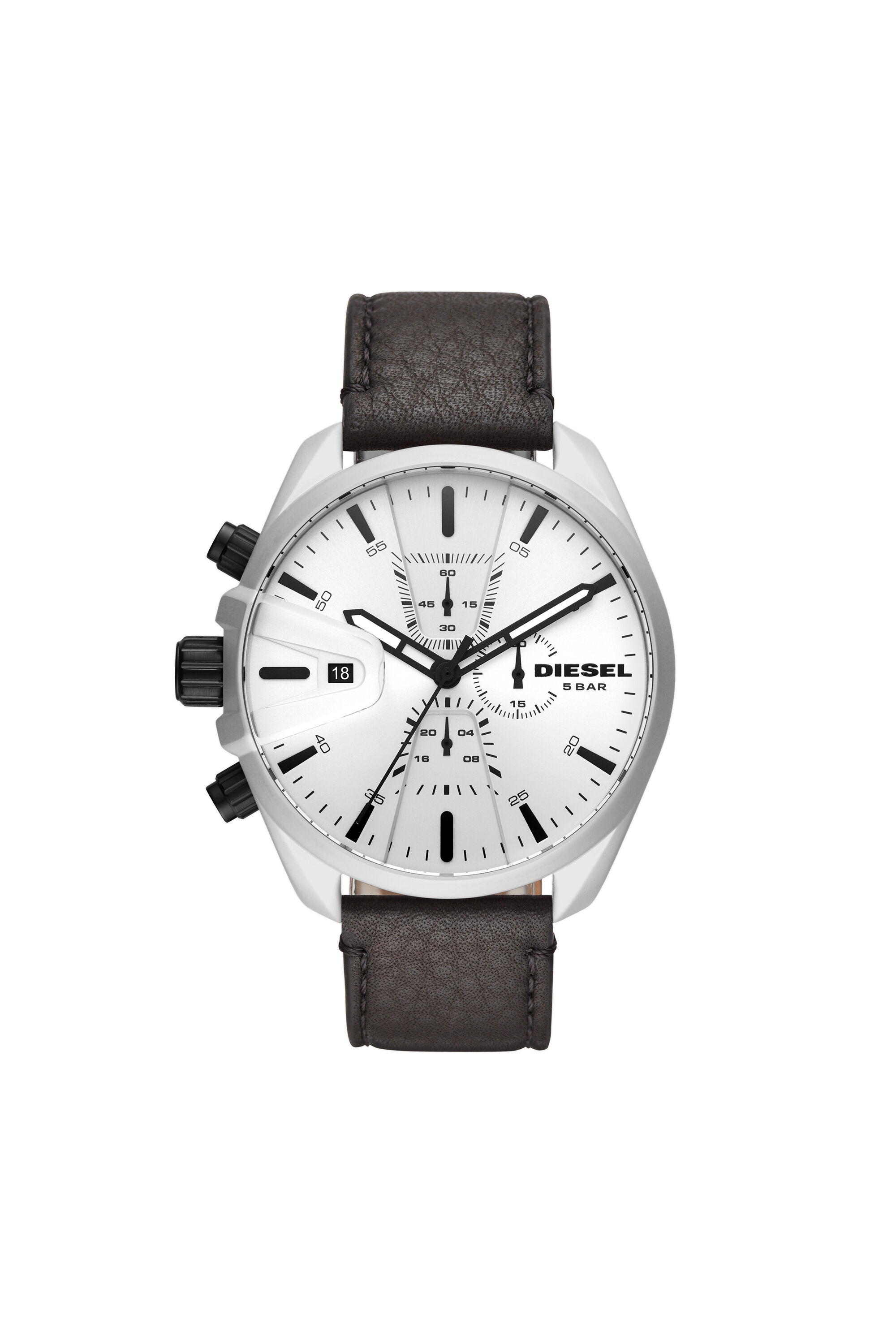 Diesel - DZ4505, Man's Ms9 chronograph black leather watch in Black - 1