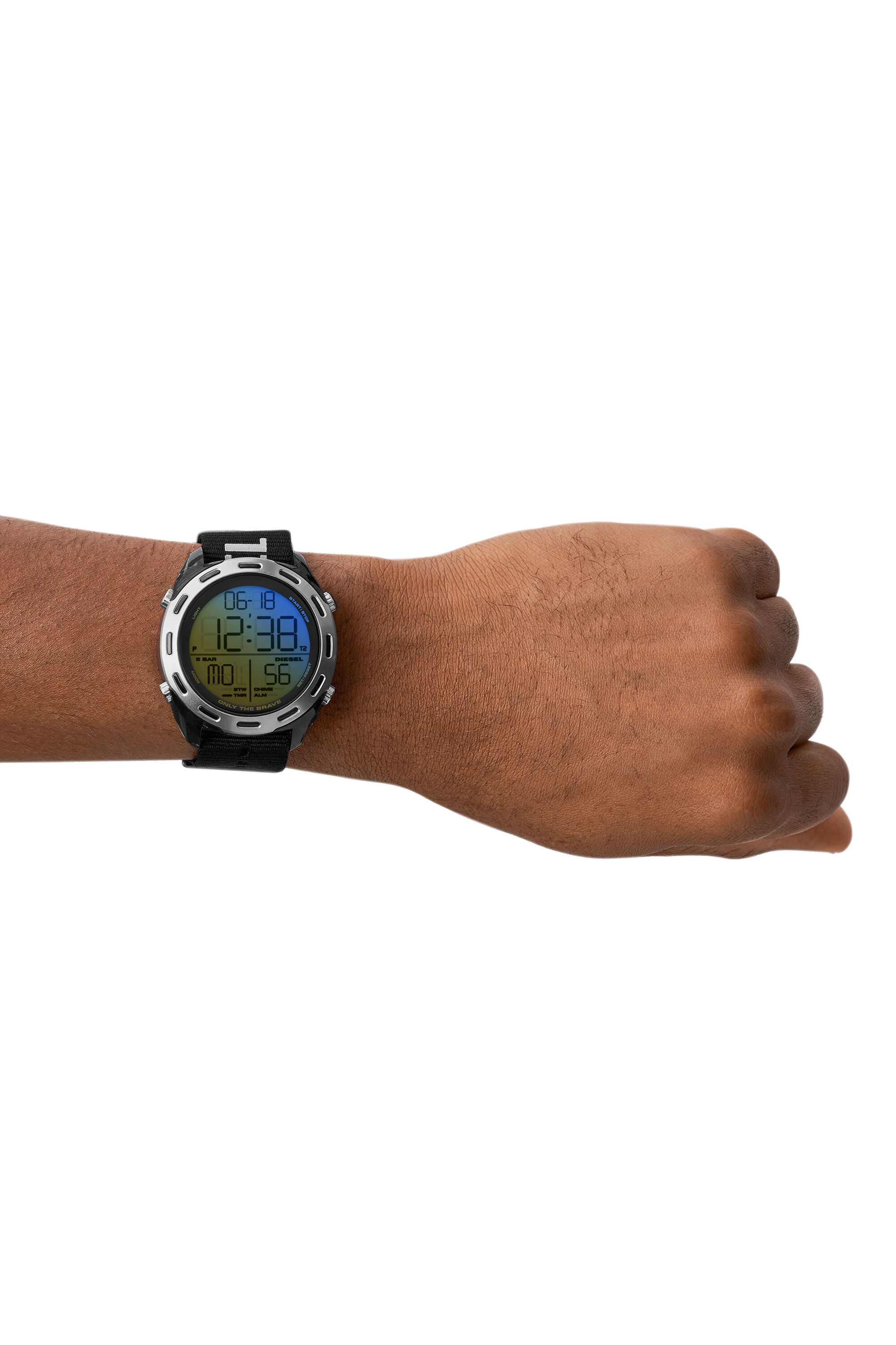 Diesel - DZ1984, Man's Crusher digital black fabric watch in Black - 4