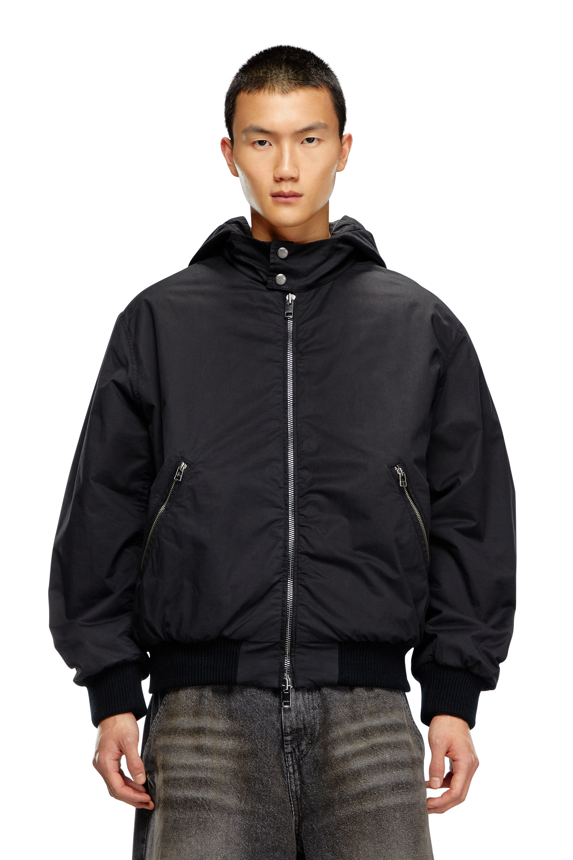 Diesel - J-ALAIN, Man's Hooded Harrington jacket in Black - 6