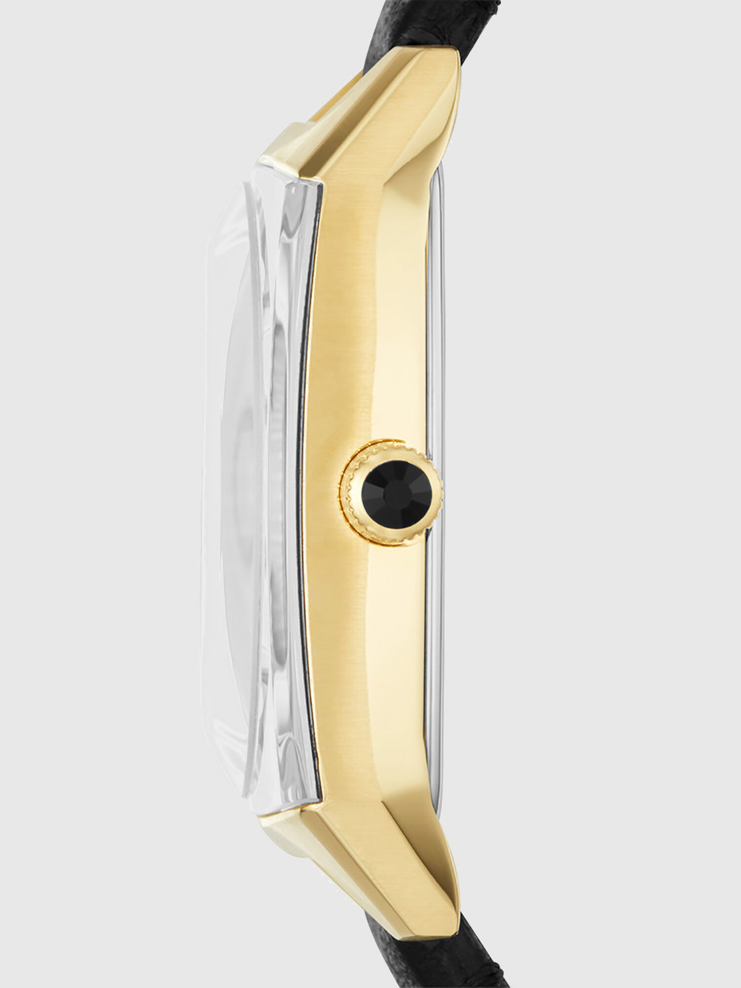 Diesel - DZ5557, Woman's Becky square black leather watch, 32 mm in Black/Gold - 2