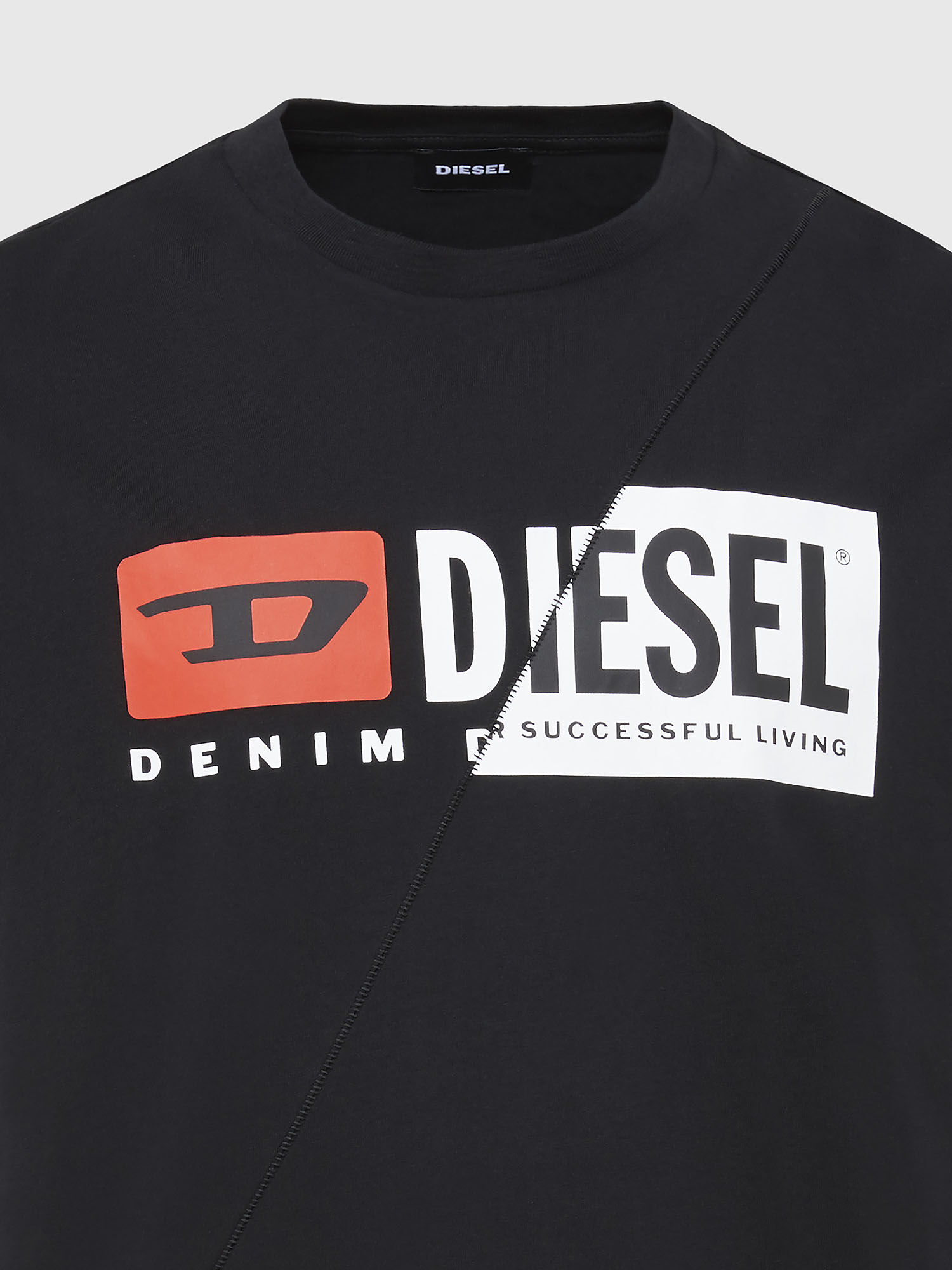 Diesel - T-DIEGO-CUTY, Man's T-shirt with dual logo print in Black - 3