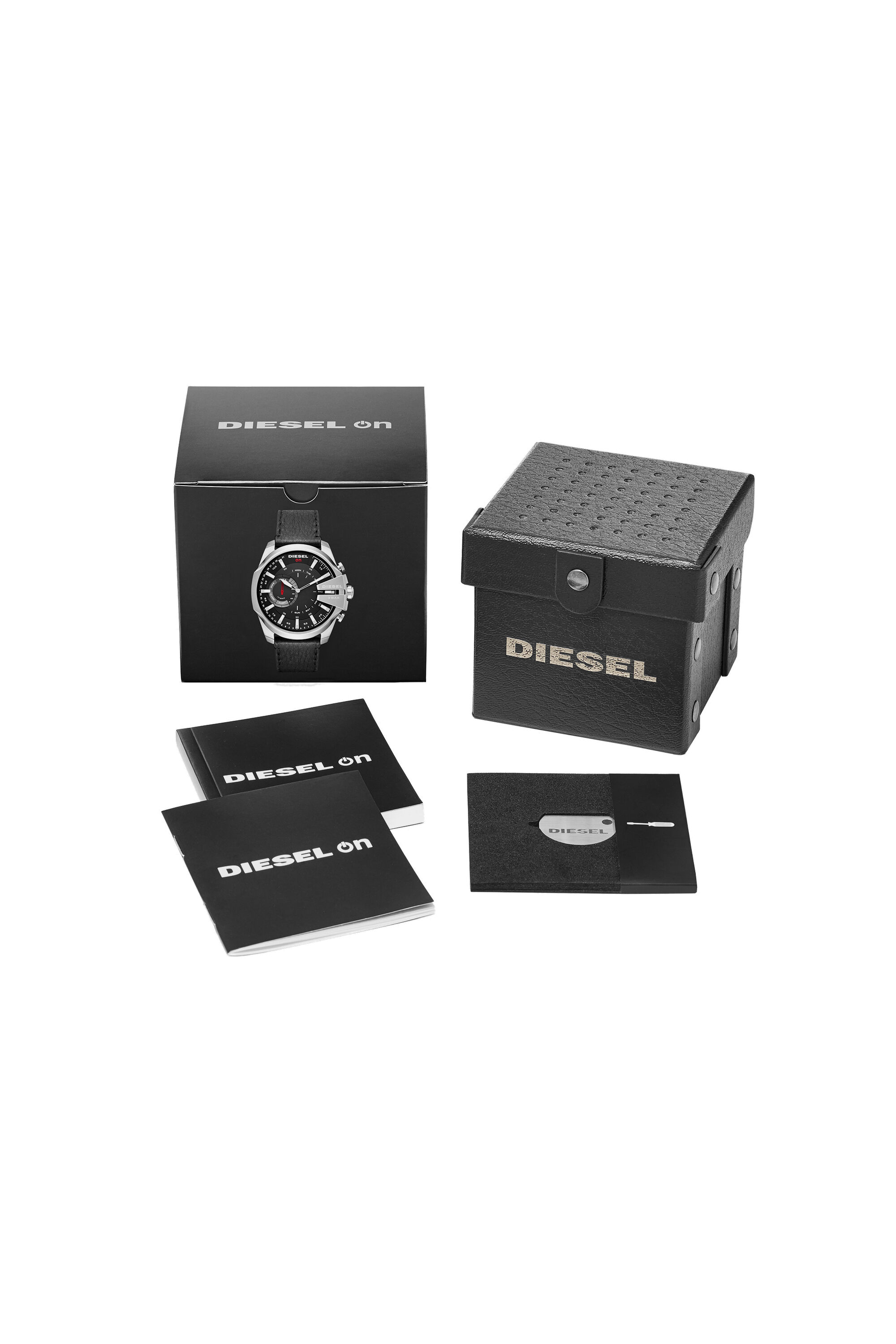 Diesel - DT1010, Man's Mega Chief Hybrid black smartwatch with silver indexes, 48 mm in Black - 5