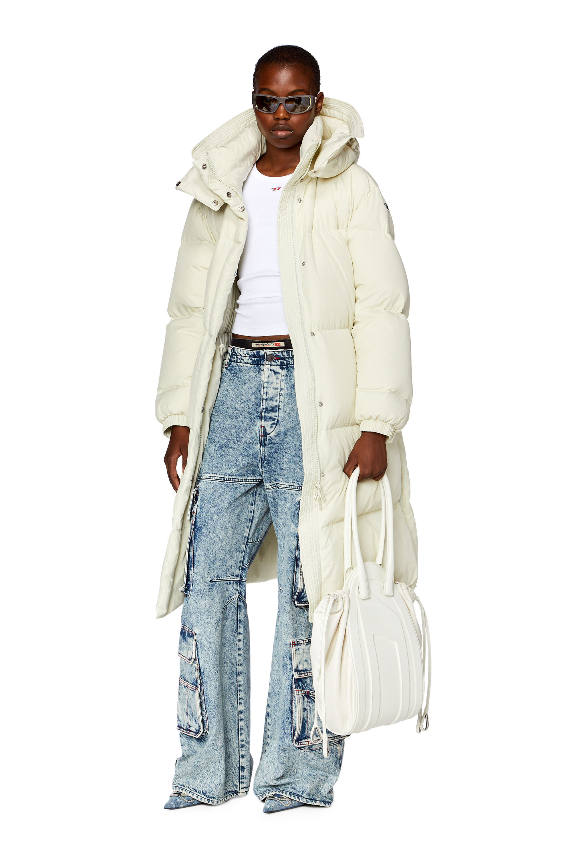 Diesel - W-PEYT, Woman's Down coat in recycled nylon taslan in White - 3