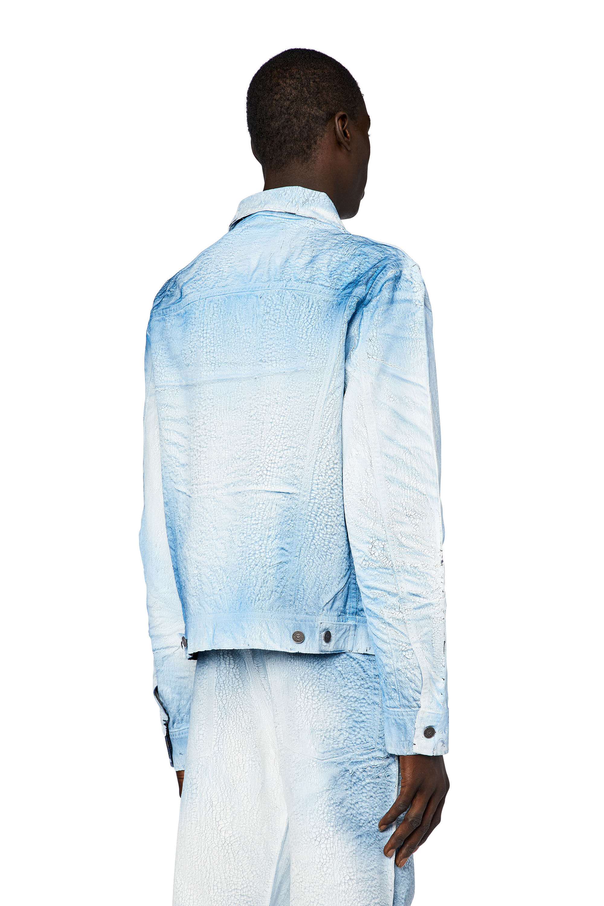 Diesel - D-BAR-FSD, Man's Denim jacket with cracked coating in Light Blue - 4