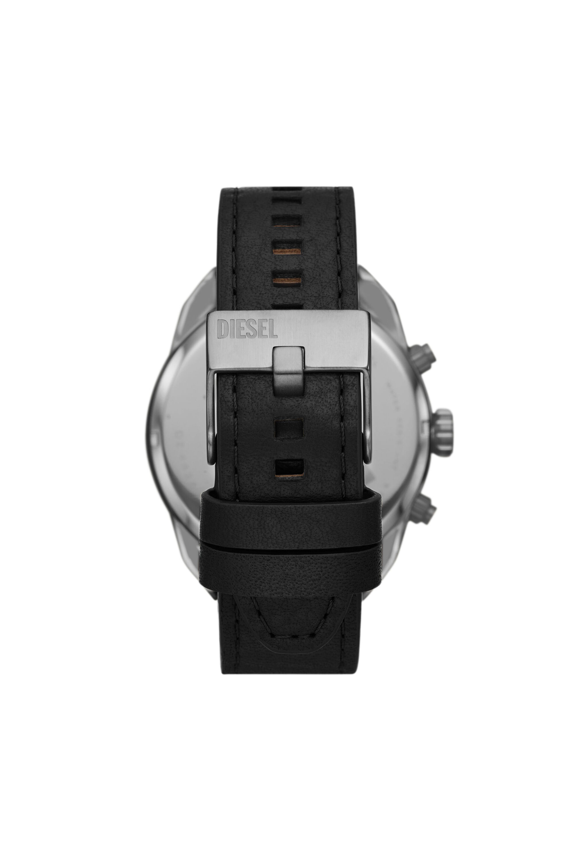 Diesel - DZ4626, Man's Spiked Black Leather Watch in Black/Dark grey - 2