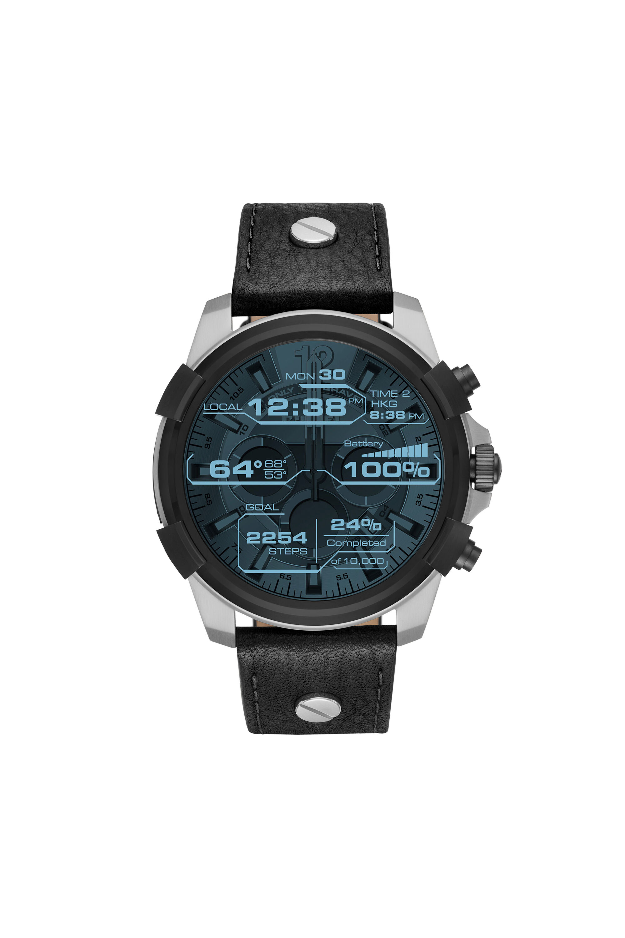 Diesel - DT2001, Man's Leather smartwatch with steel case, 48 mm in Black - 4