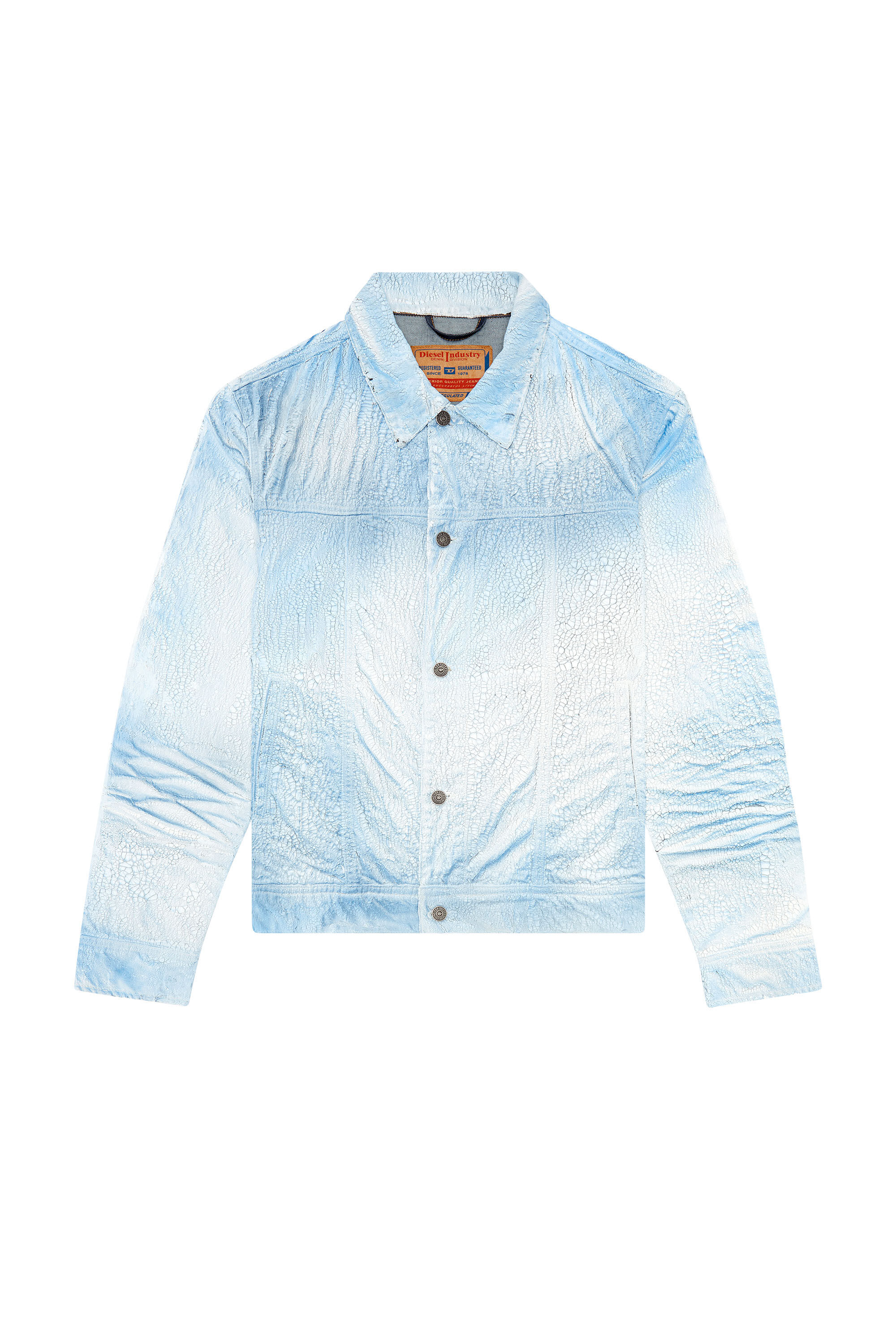 Diesel - D-BAR-FSD, Man's Denim jacket with cracked coating in Light Blue - 2