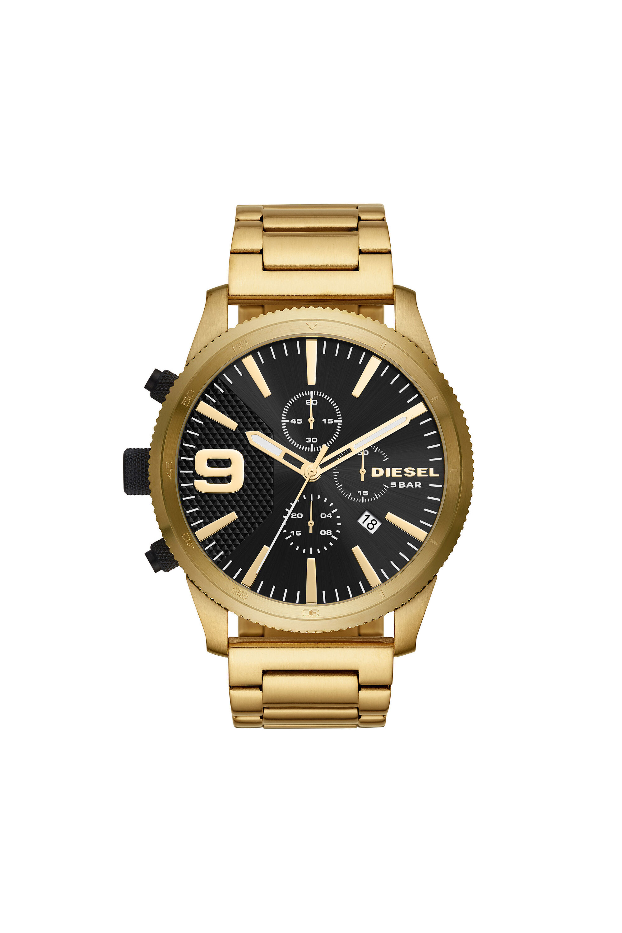 Diesel - DZ4488, Man's Rasp Chrono chronograph gold-tone stainless steel watch in Gold/Black - 1