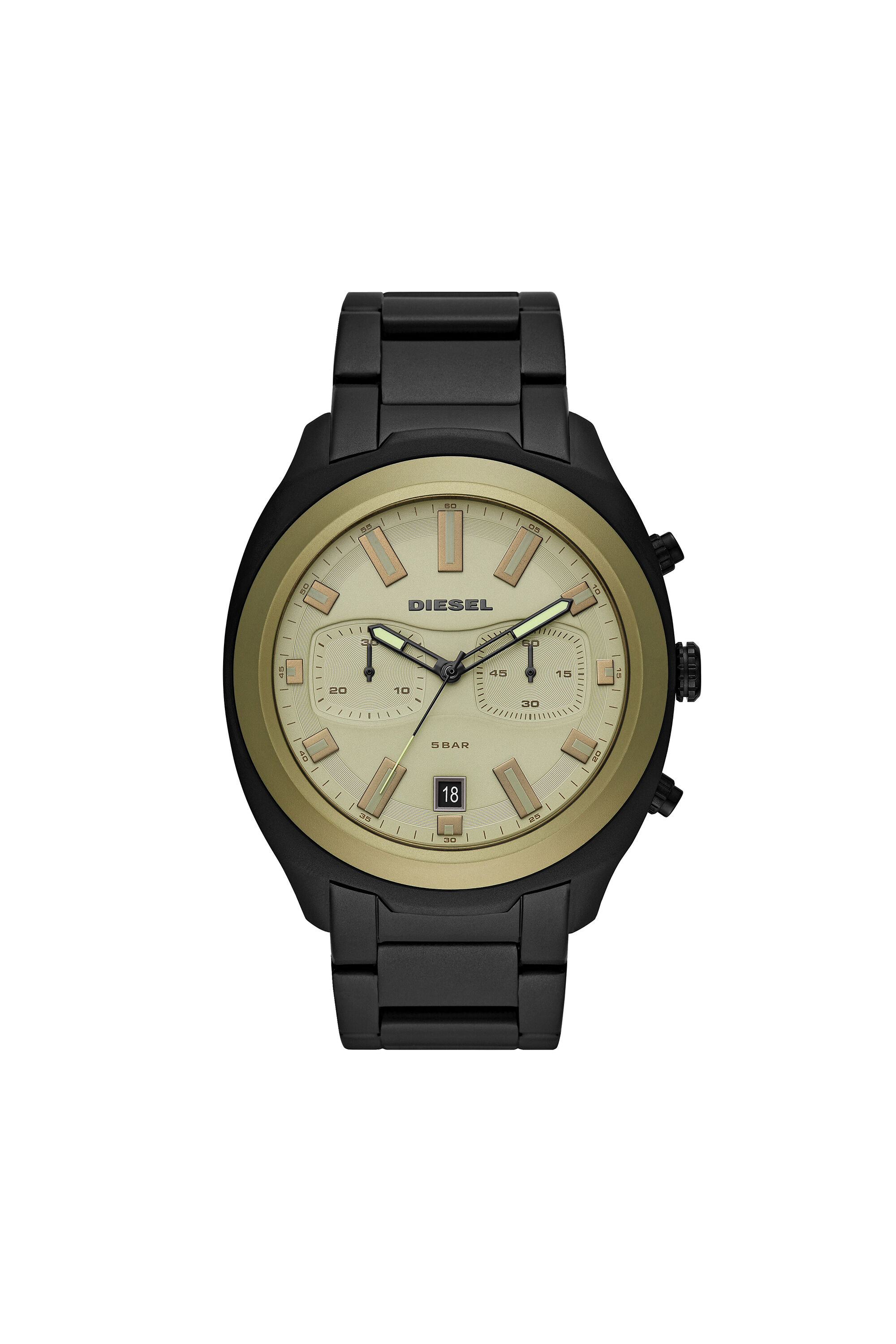 Diesel - DZ4497, Man's Chronograph black stainless steel watch in Black/Green - 1