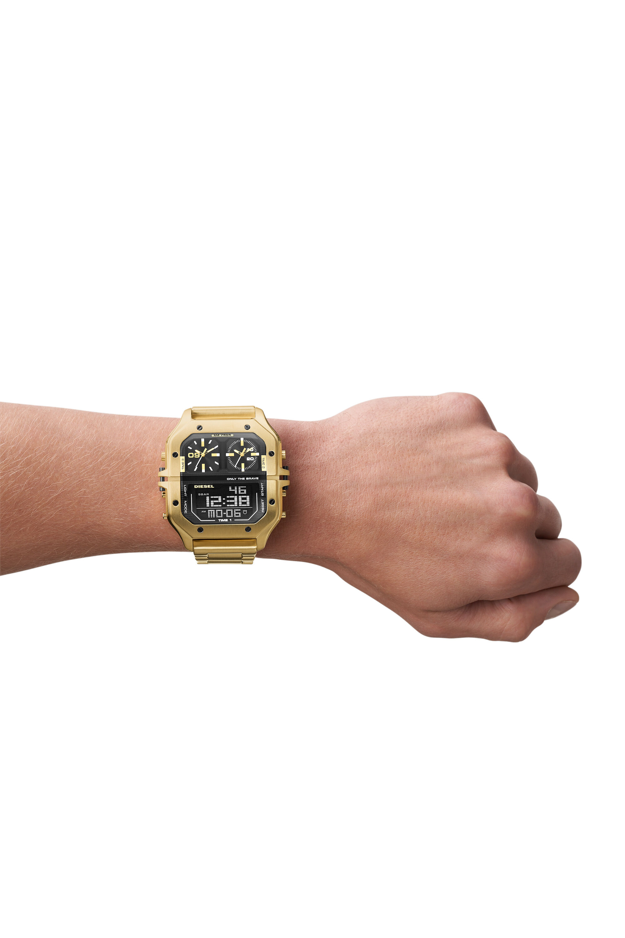 Diesel - DZ7454, Man's Clasher Ana-Digi gold-tone stainless steel watch in Gold - 4