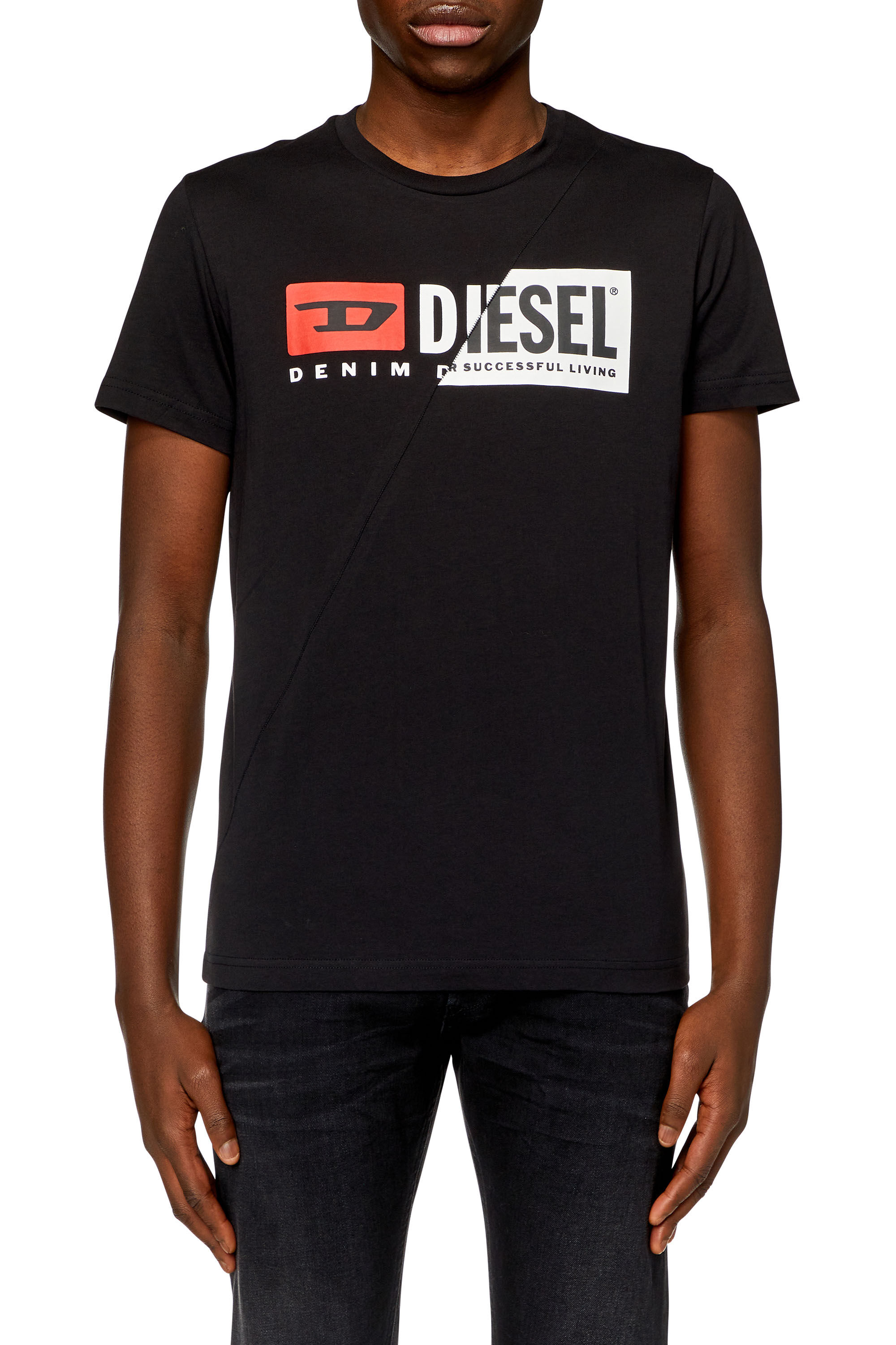 Diesel - T-DIEGO-CUTY, Man's T-shirt with dual logo print in Black - 1