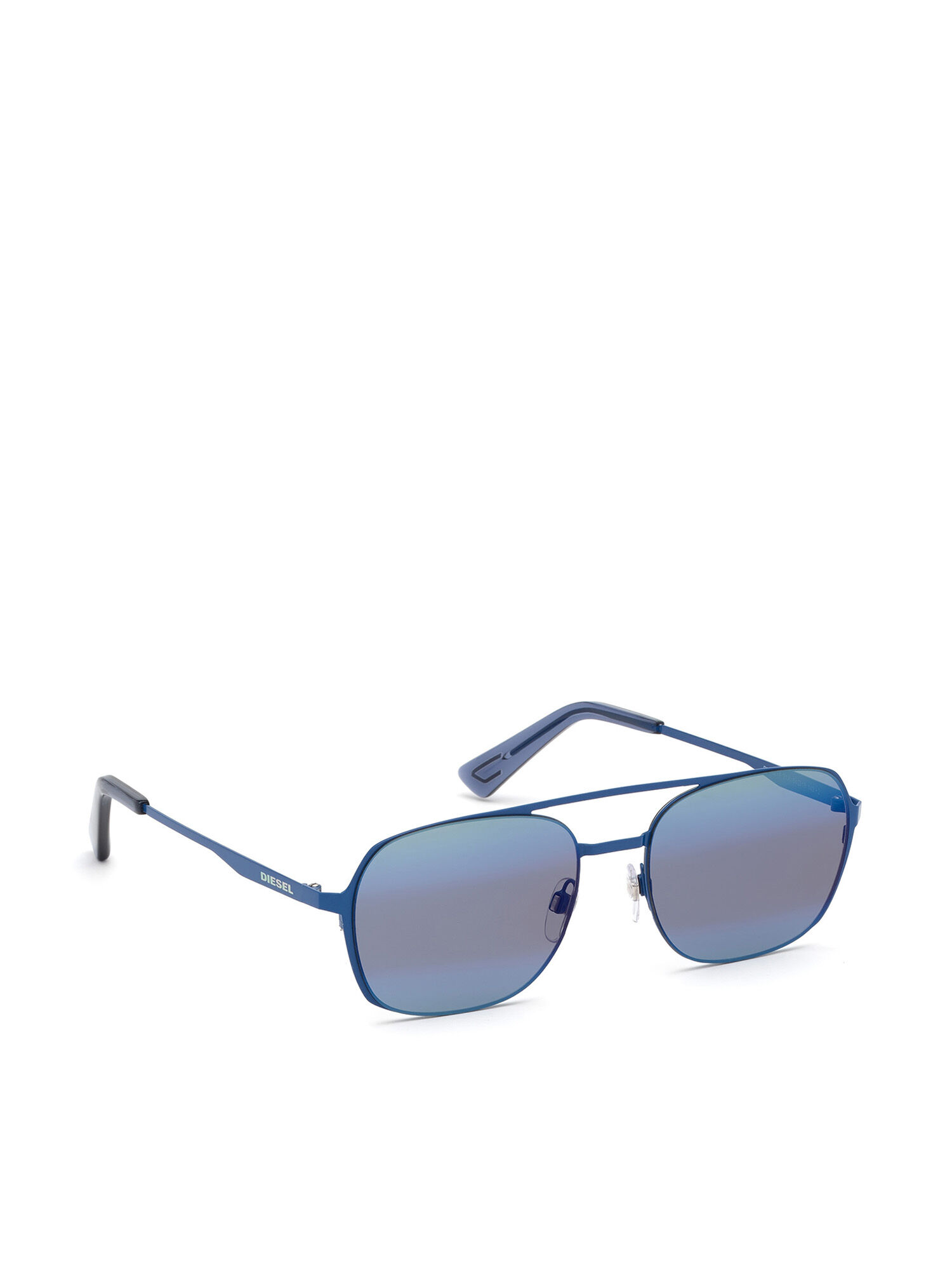 Diesel - DL0274, Man's Navigator shape sunglasses in metal in Blue - 8