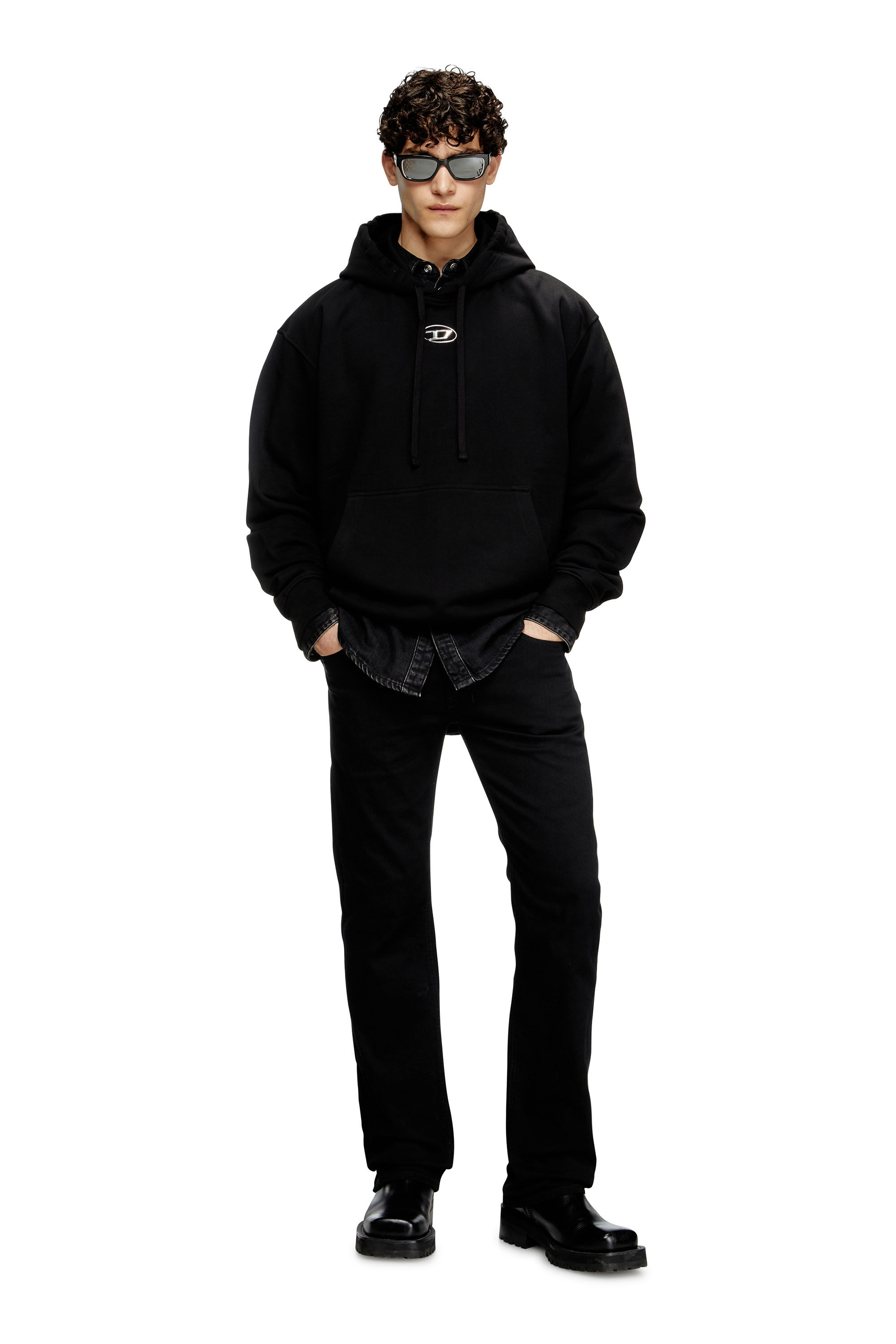 Diesel - S-MACS-HOOD-OD, Man's Hoodie with metallic logo in Black - 1