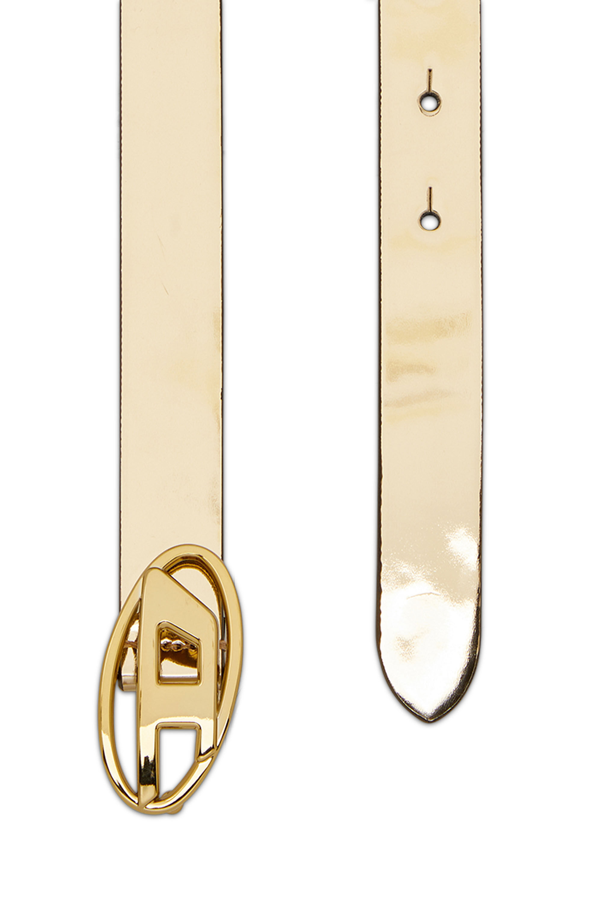 Diesel - B-1DR 20, Woman's 2cm slim metallic belt in Gold/Black - 2