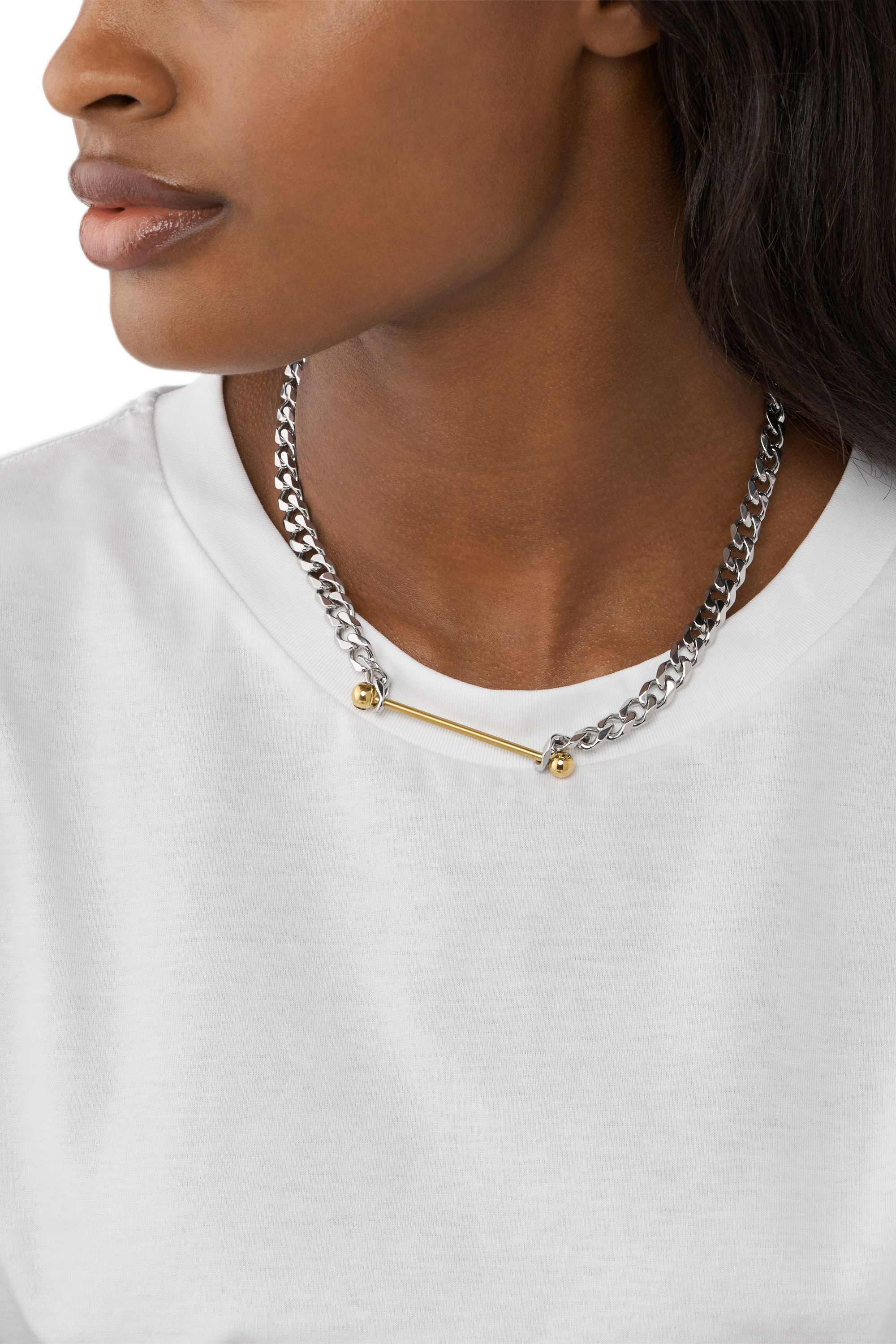 Diesel - DX1408, Unisex's Two-Tone Stainless Steel Chain Necklace in Silver - 3