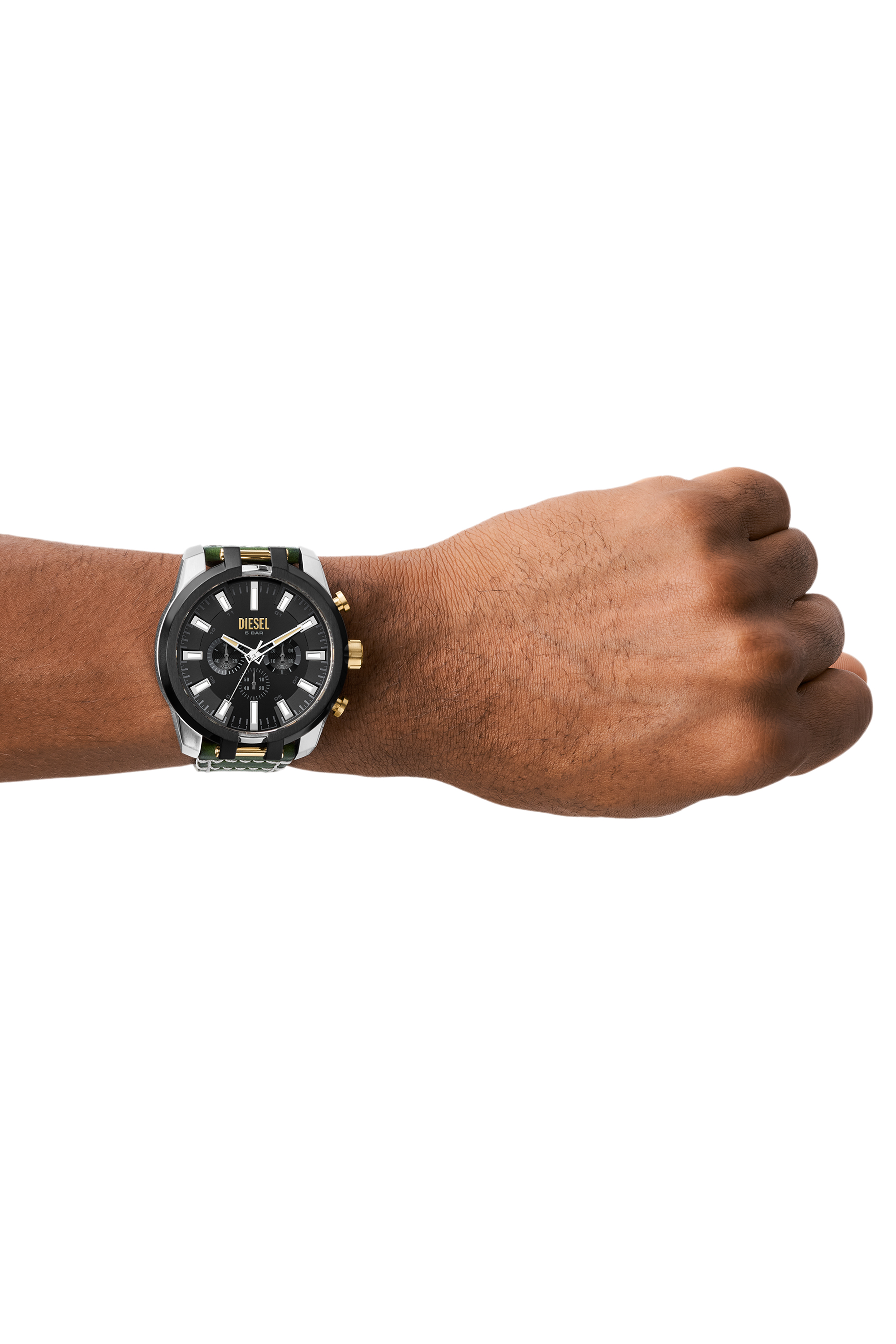 Diesel - DZ4588, Man's Split chronograph green leather watch in Green - 4