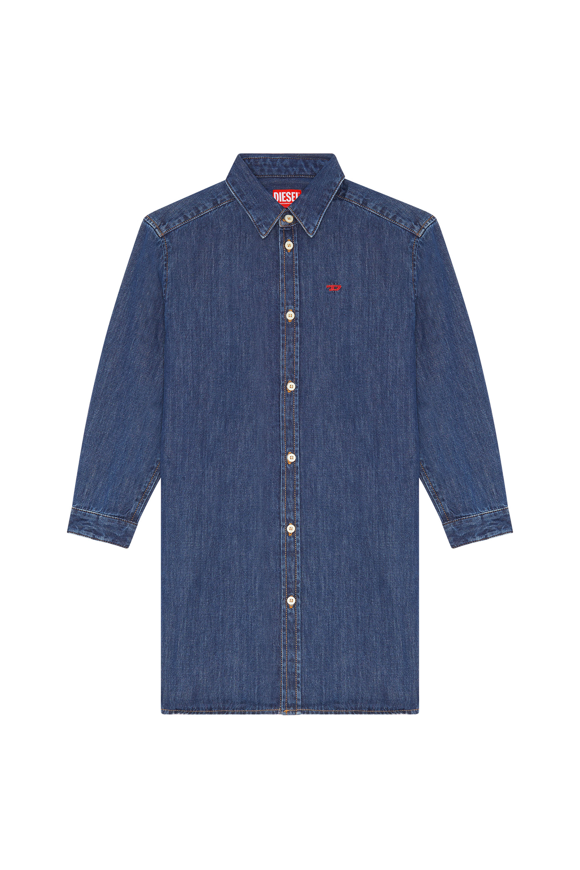 Diesel - DEBLEX, Woman's Denim shirt dress in Dark Blue - 1