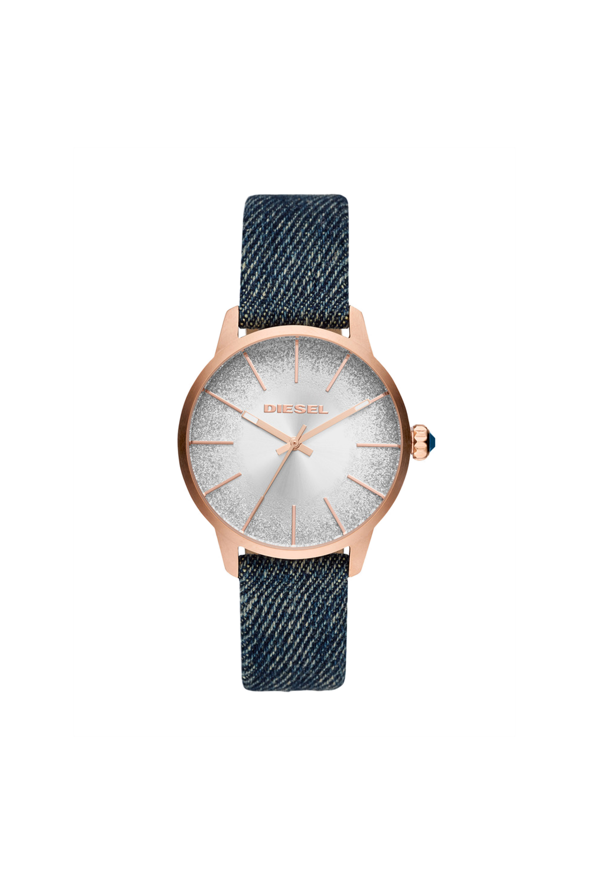 Diesel - DZ5566, Woman's Castilla glittered watch with denim strap, 38 mm in Blue - 1