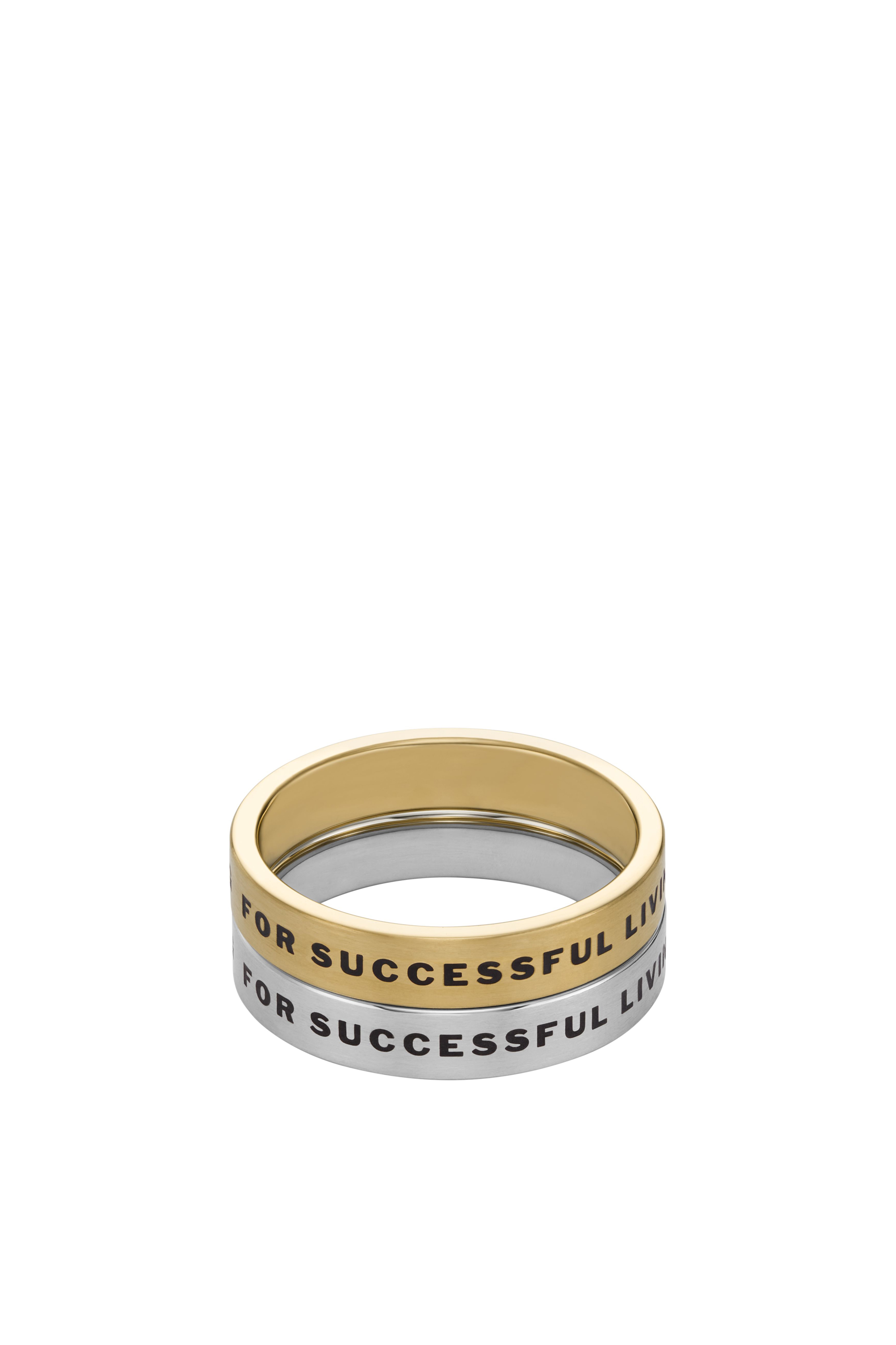 Diesel - DX1442SET, Unisex's Band Rings Set in Gold/White - 2