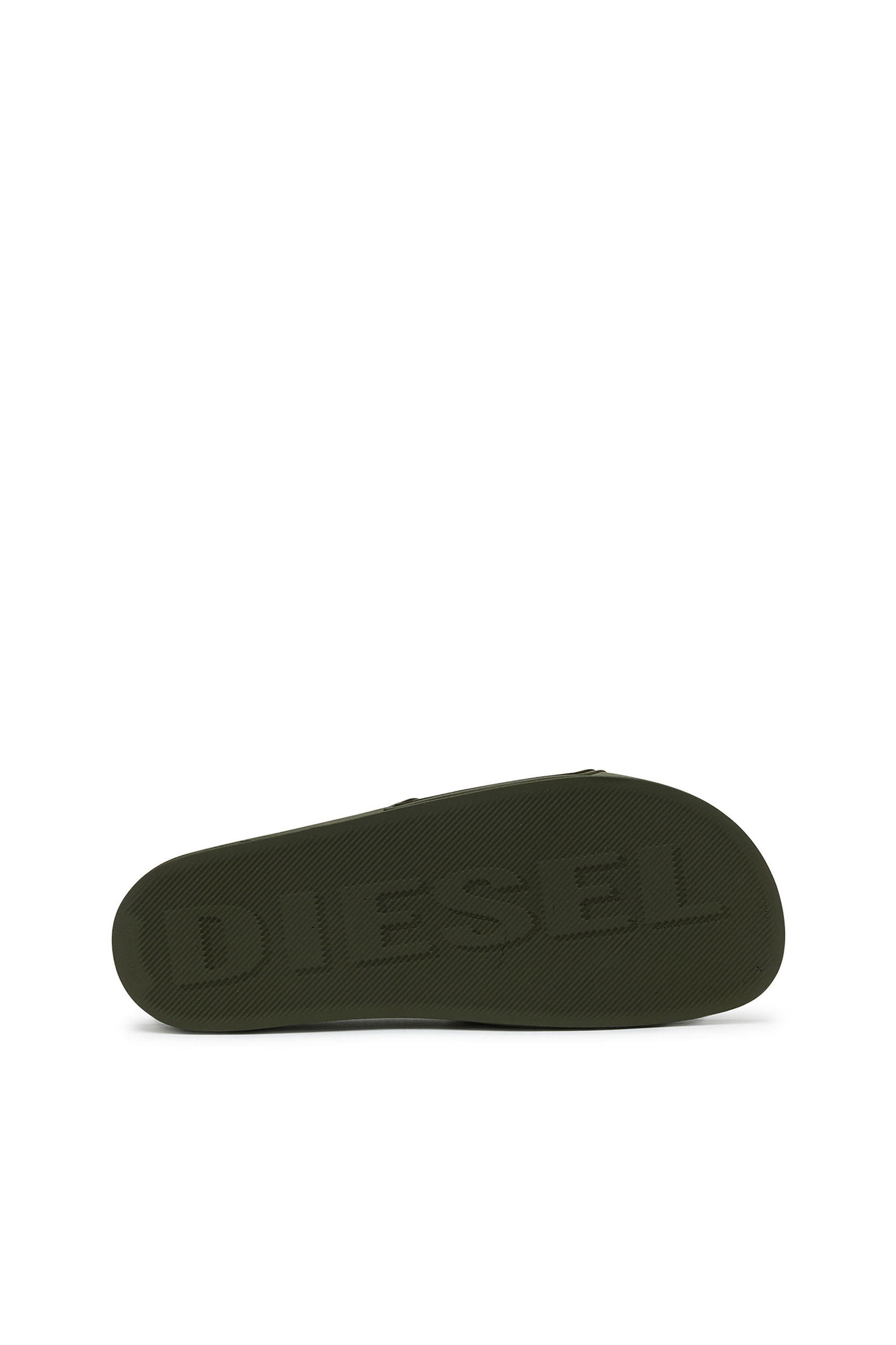 Diesel - SA-MAYEMI CC, Man's Sa-Mayemi-Pool slides with 3D logo in Olive Green - 4