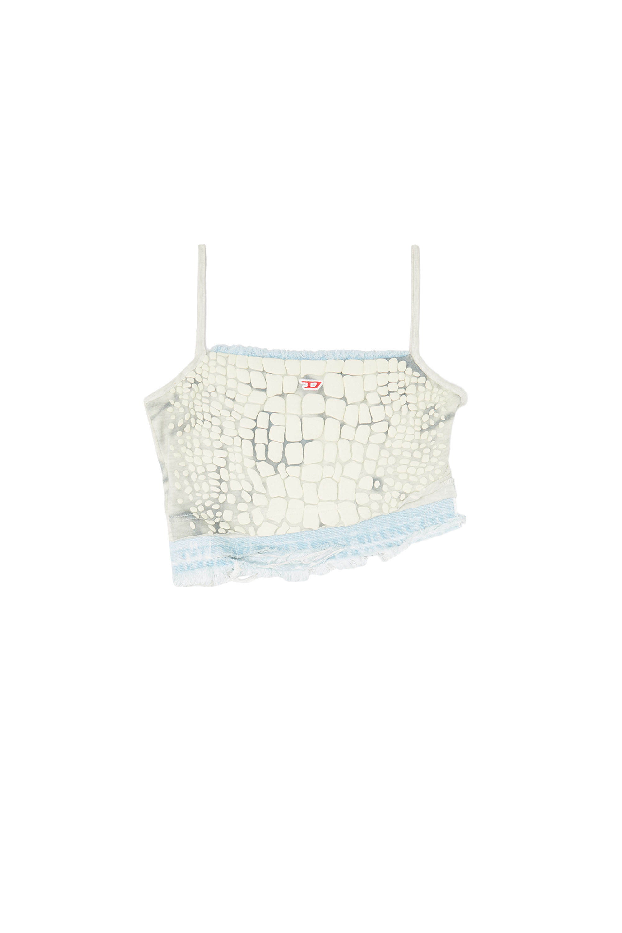 Diesel - T-HOPLER, Woman's Strappy top with alligator puff print in Blue/White - 3