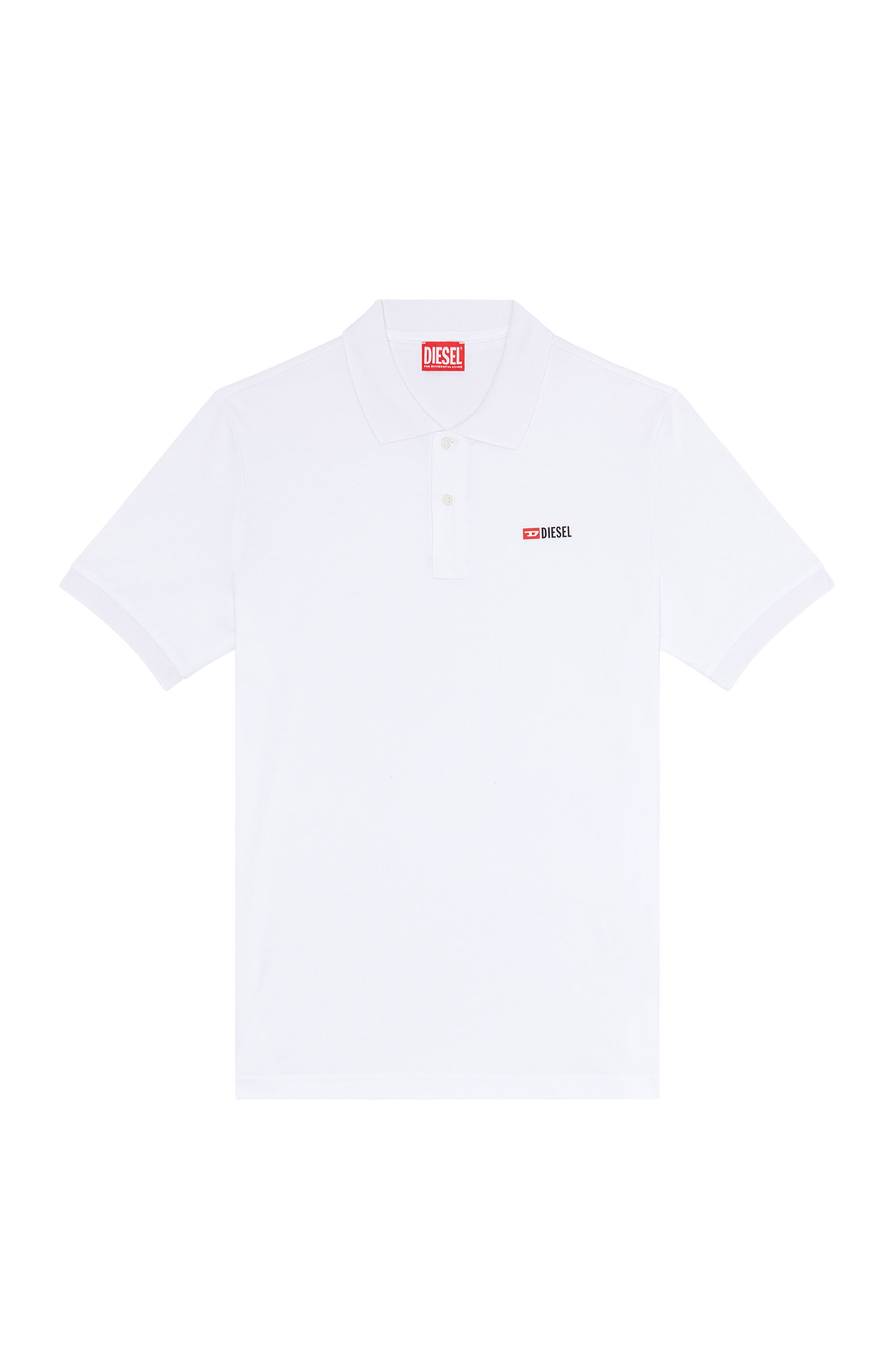 Diesel - T-SMITH-DIV, Man's Polo shirt with high-density logo print in White - 3