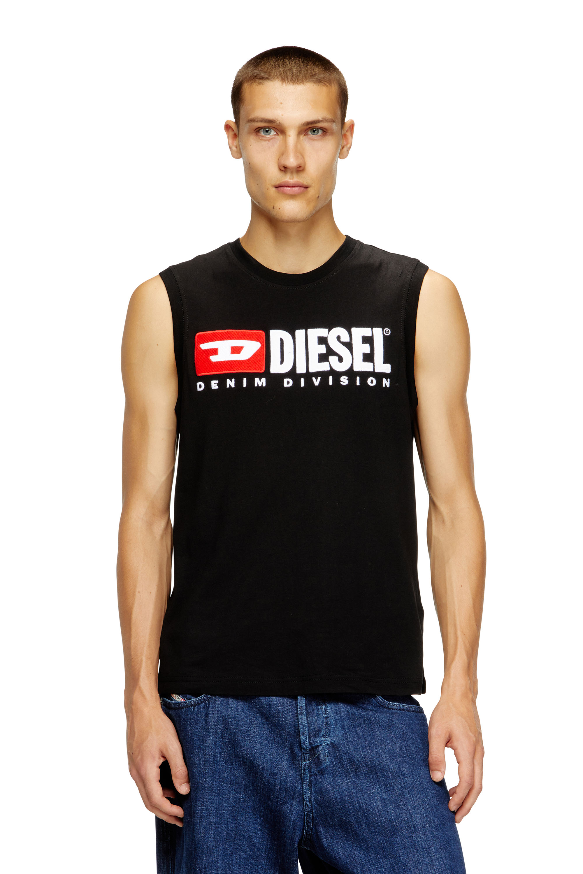 Diesel - T-ISCO-DIV, Man's Tank top with chest logo print in Black - 1