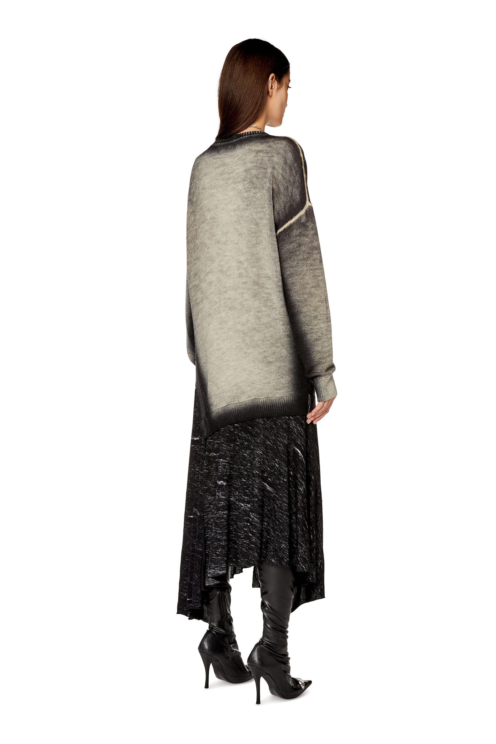 Diesel - M-KIMOLOS, Woman's Knitted midi dress with flounce skirt in Grey/Black - 3
