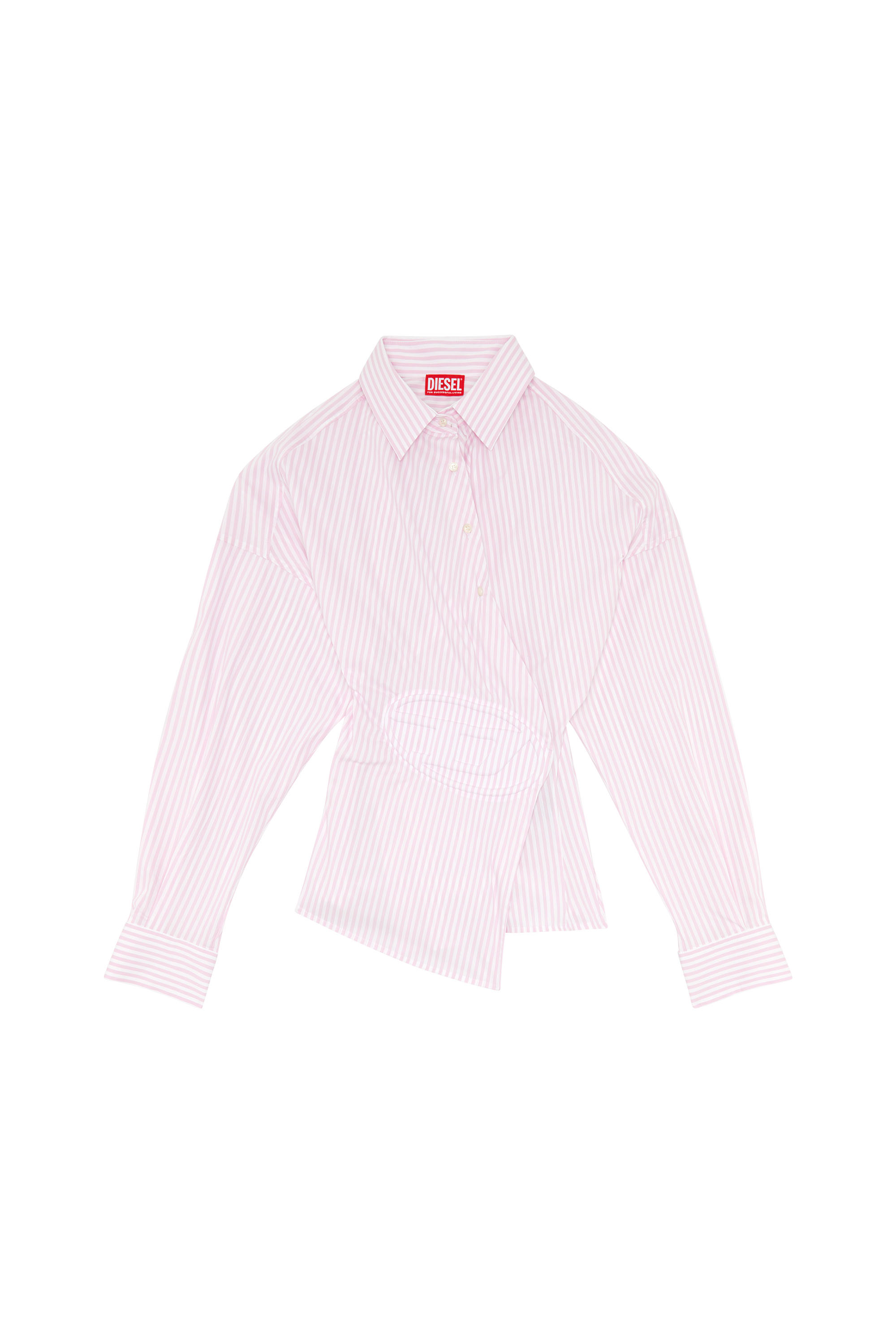 Diesel - C-SIZ-N2, Woman's Striped wrap shirt with embossed logo in Face Powder - 3