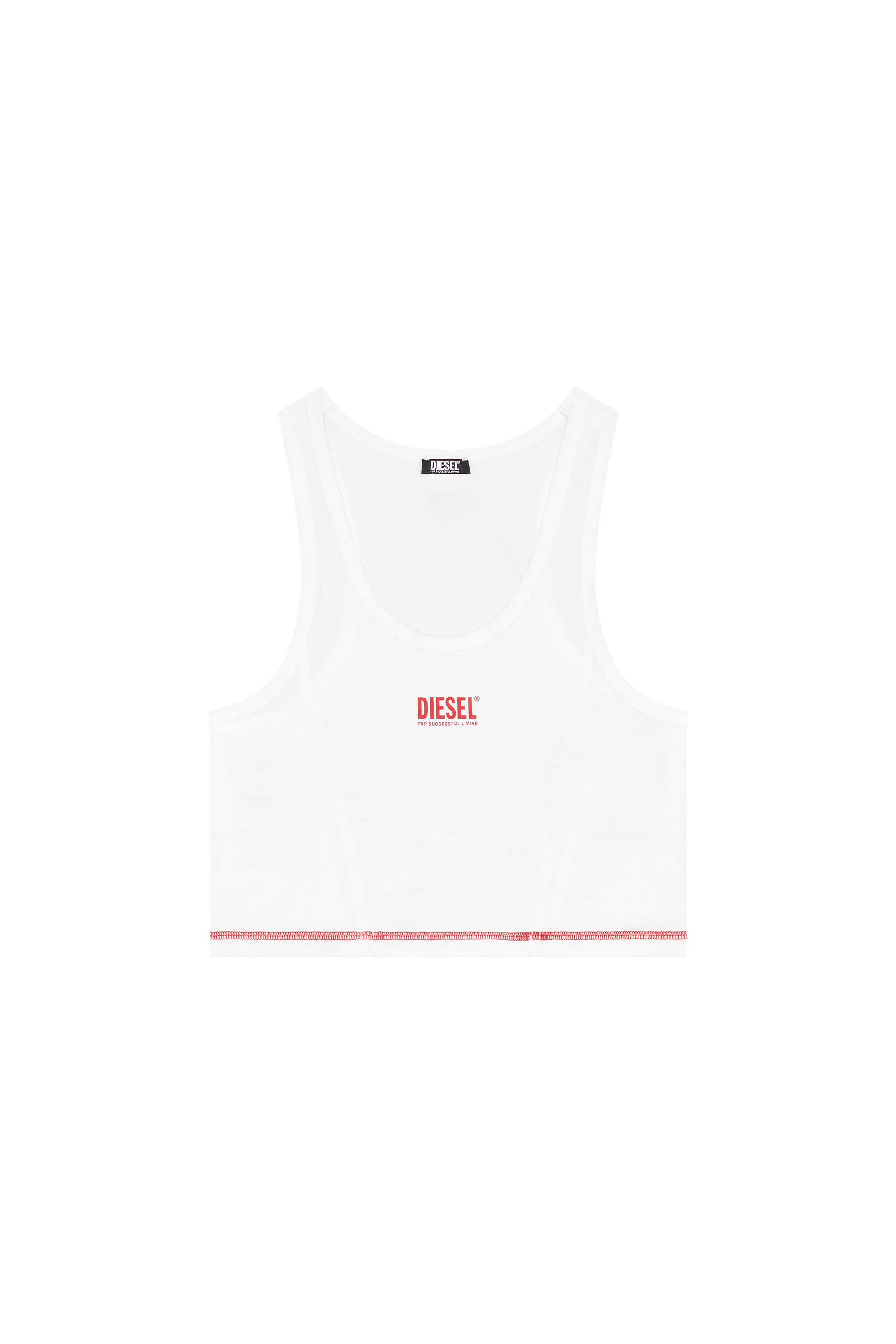 Diesel - UFTK-ALINKA, Woman's Cropped tank top with chest print in White - 4