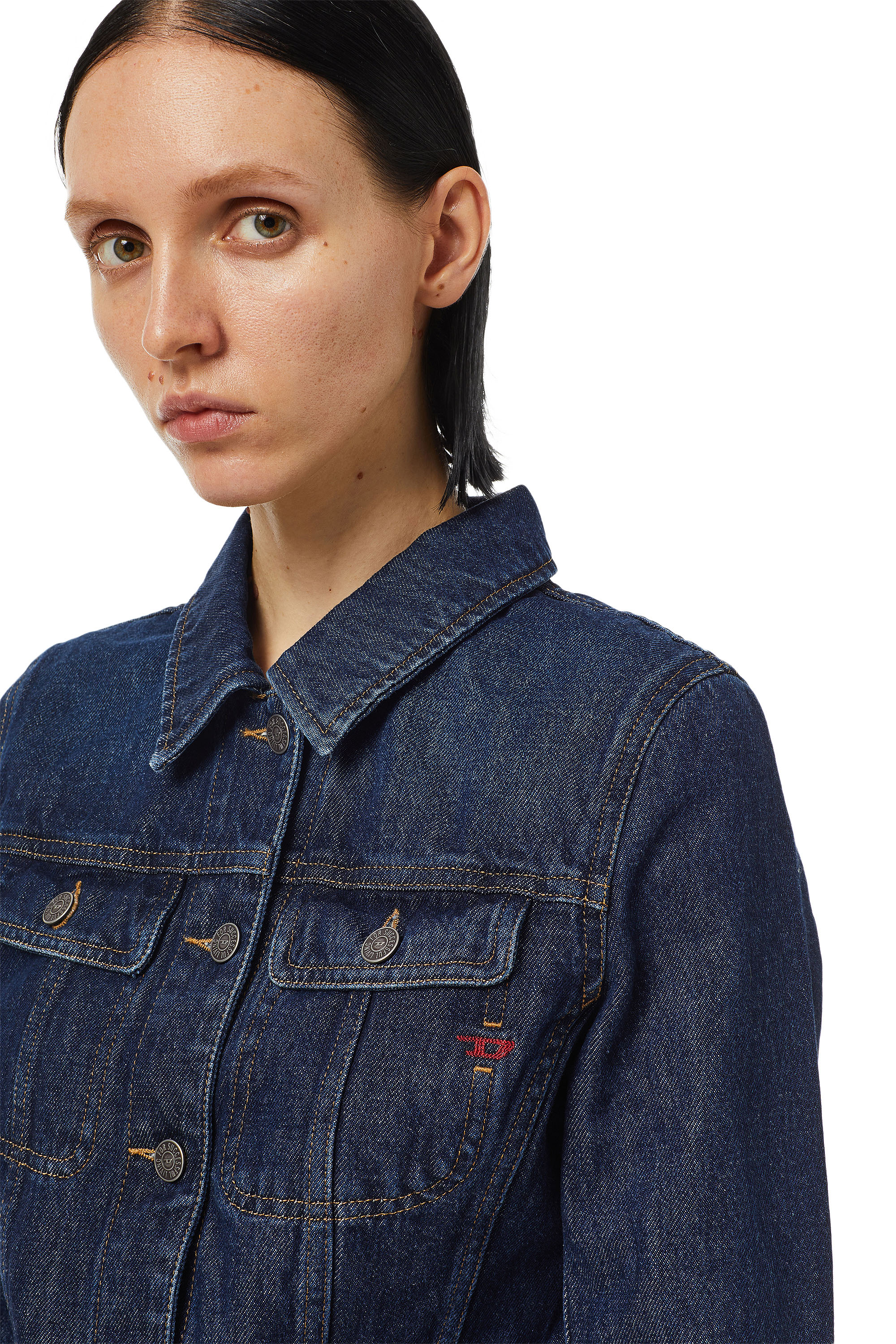 Diesel - DE-SLIMMY TRUCKER JACKET, Woman's Slim-fit trucker jacket in Dark Blue - 3