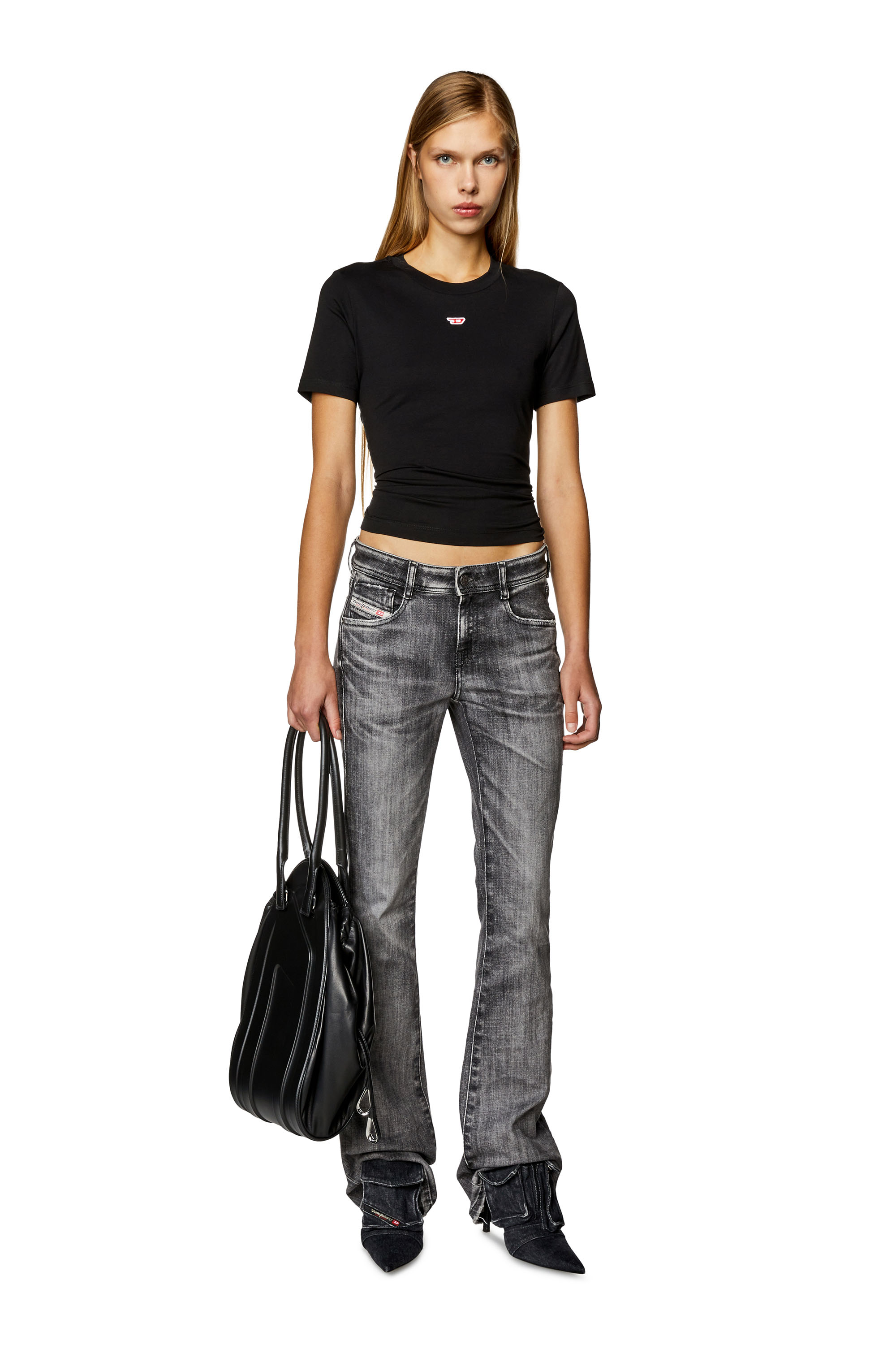 Diesel - T-REG-D, Woman's T-shirt with mini logo patch in Black - 2