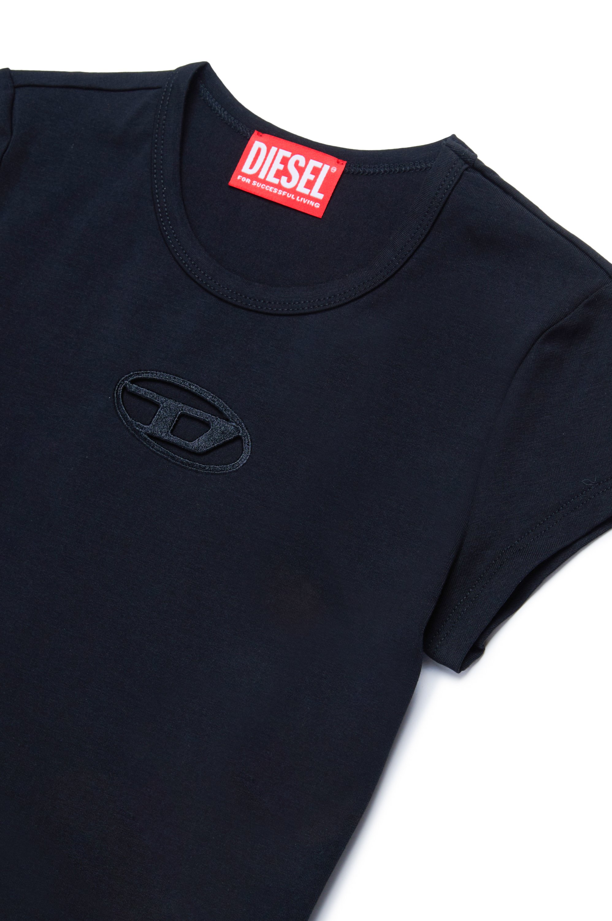 Diesel - TANGIE, Woman's T-shirt with cut-out Oval D logo in Black - 3