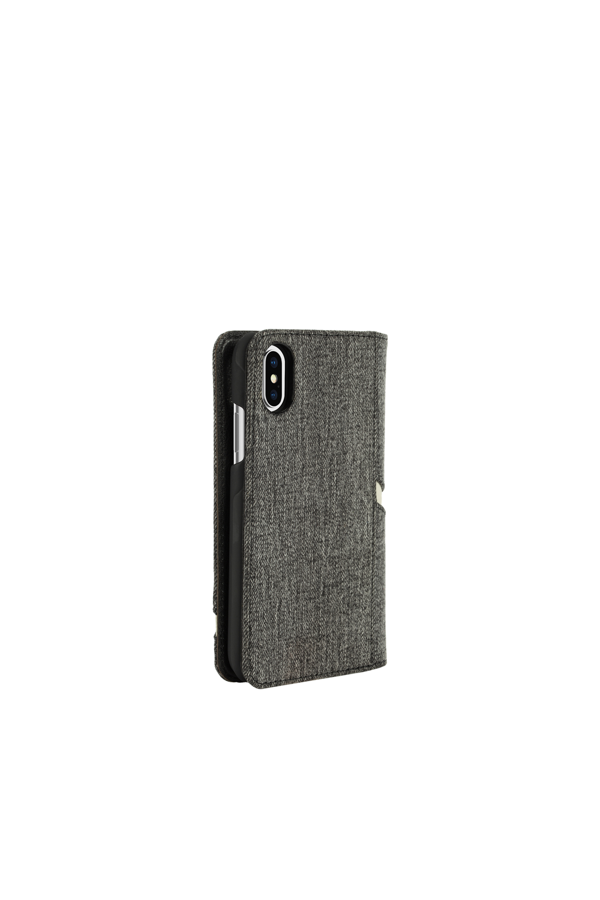 Diesel - DIESEL 2-IN-1 FOLIO CASE FOR IPHONE XS & IPHONE X, Unisex's Grey denim diagonal logo case, iPhone XS & iPhone X in Grey - 2