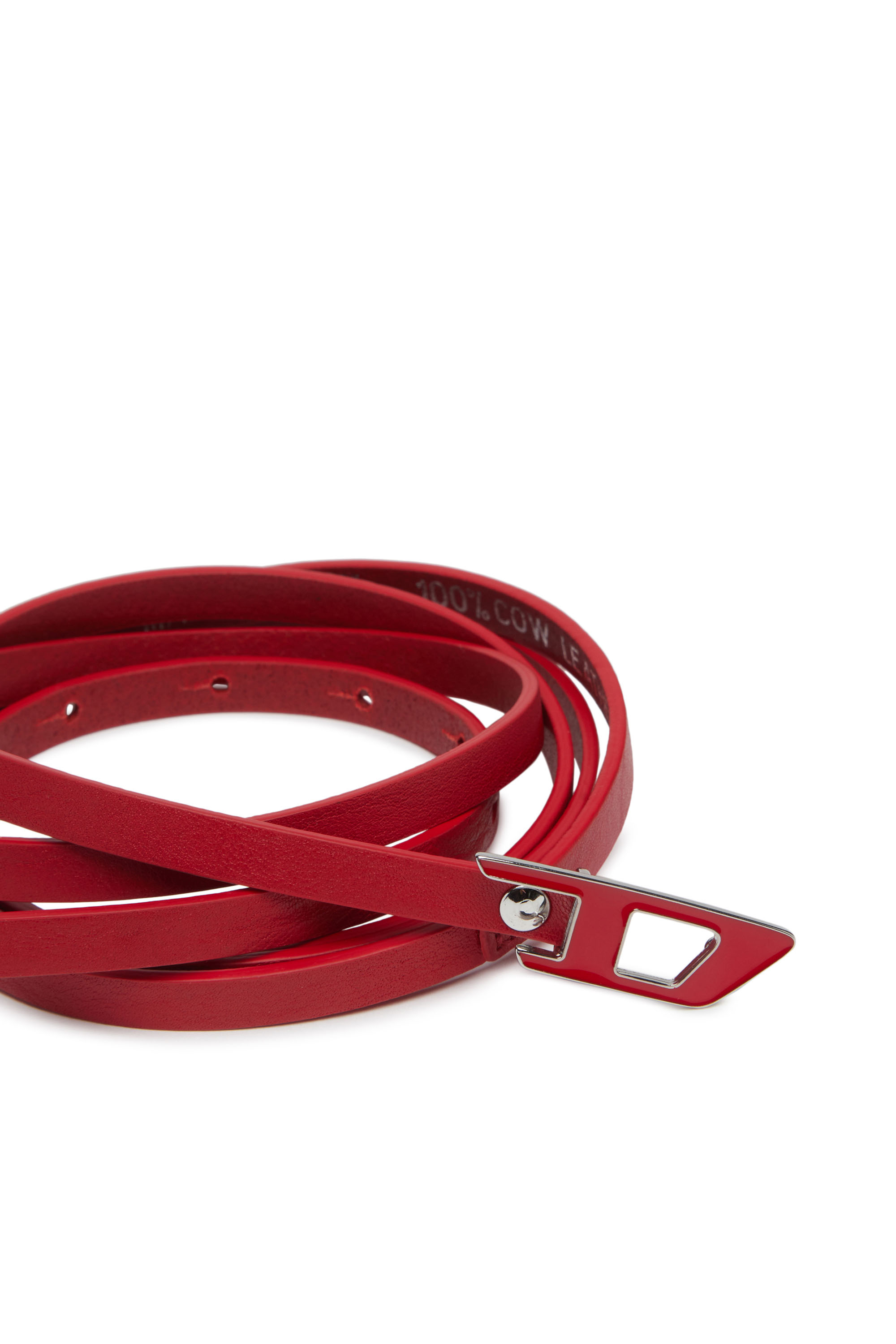 Diesel - B-DLOGO 10, Woman's Slim double-wrap leather belt in Red - 3