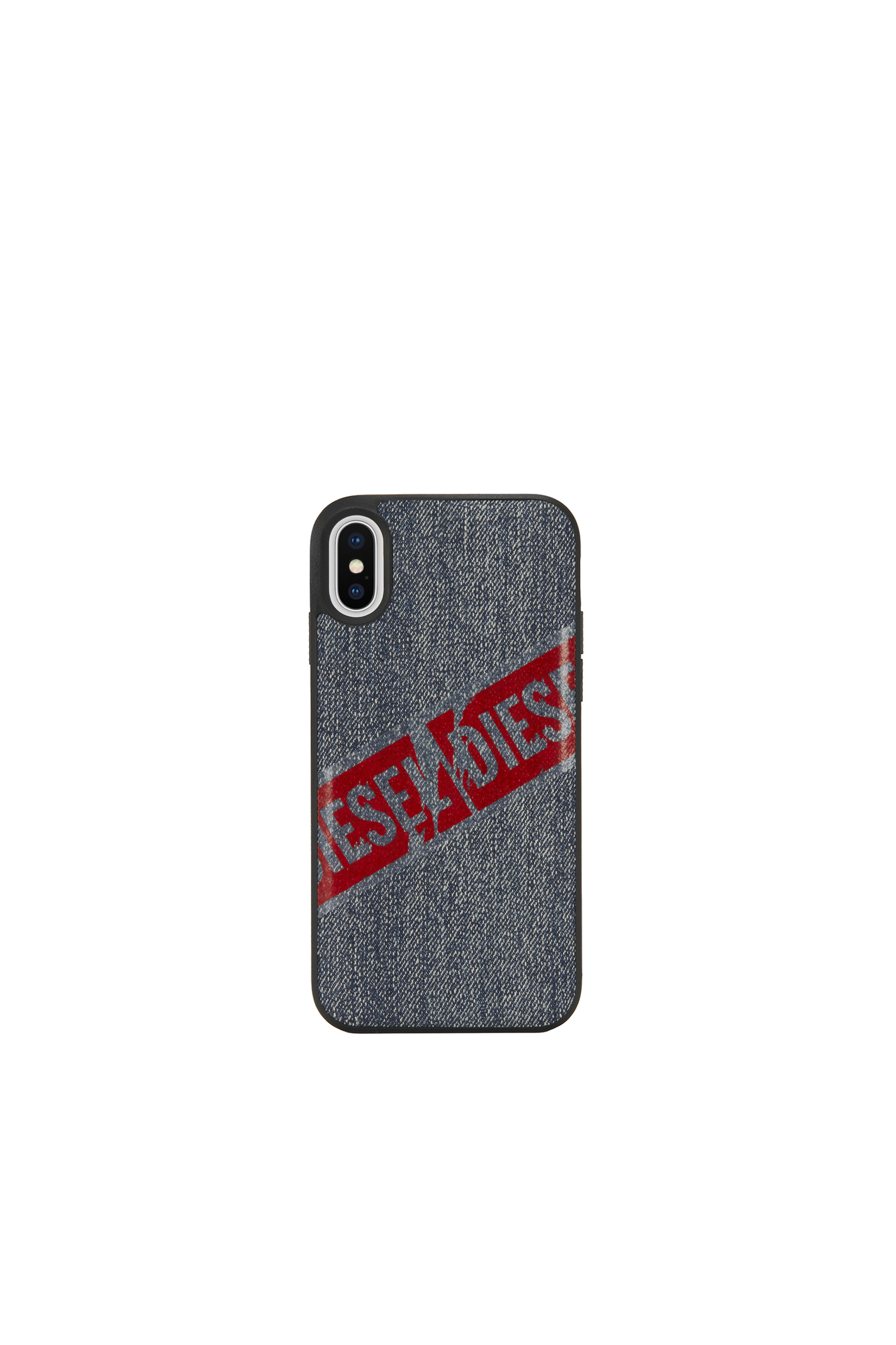 Diesel - VINTAGE DENIM IPHONE X CASE, Unisex's Vintage denim red logo case, iPhone X in Blue Jeans - 2