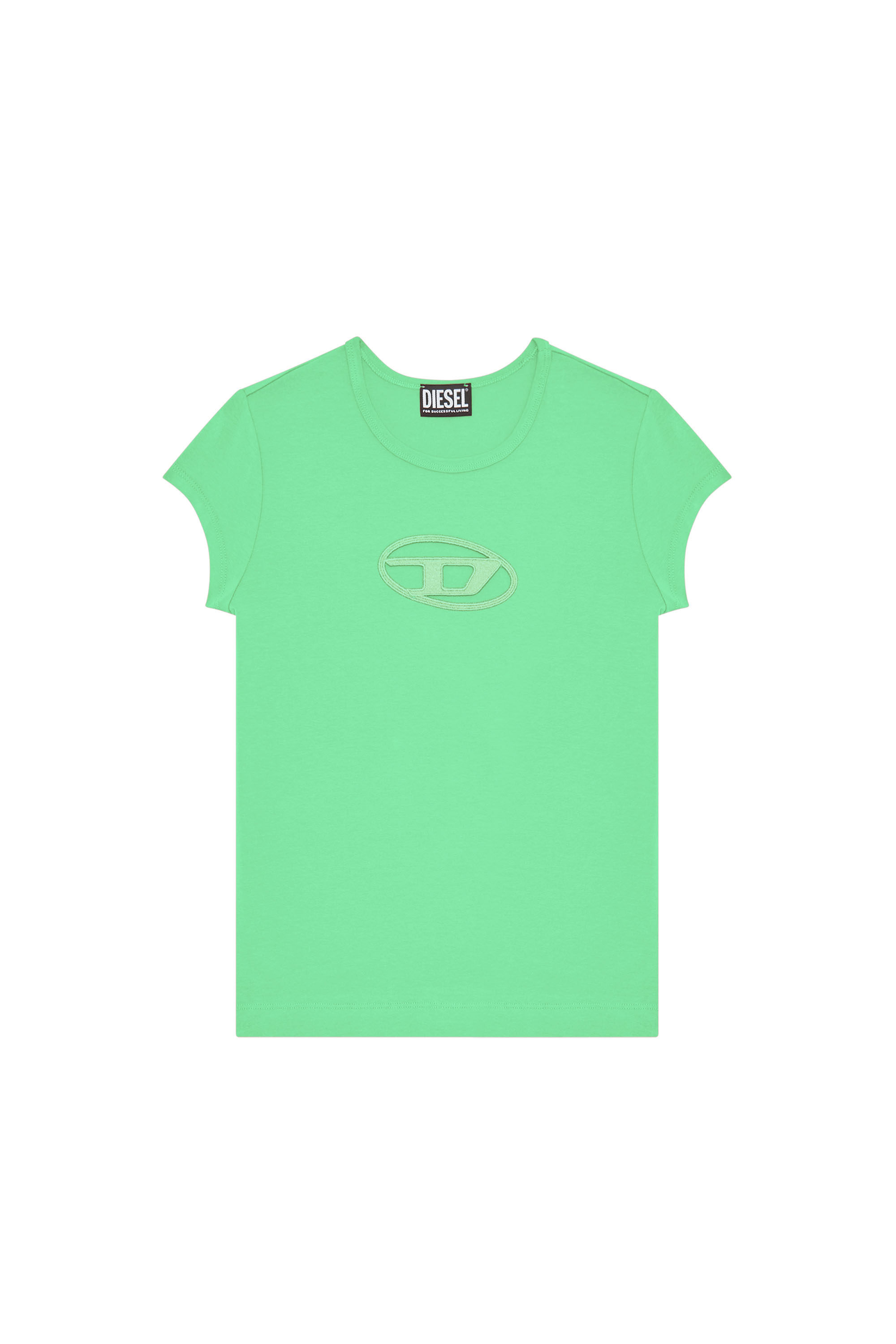 Diesel - T-ANGIE, Woman's T-shirt with peekaboo logo in Green - 3