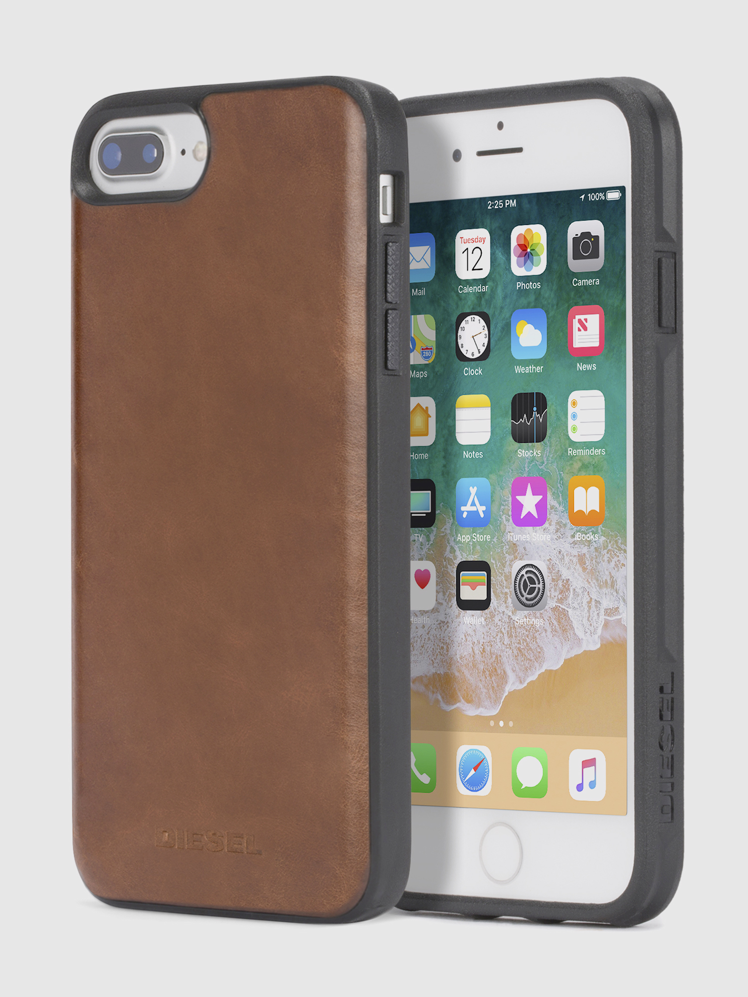 Diesel - BROWN LEATHER IPHONE 8 PLUS/7 PLUS/6s PLUS/6 PLUS CASE, Unisex's Brown case, iPhone 8 Plus/7 Plus/6s Plus/6 Plus in Brown - 1