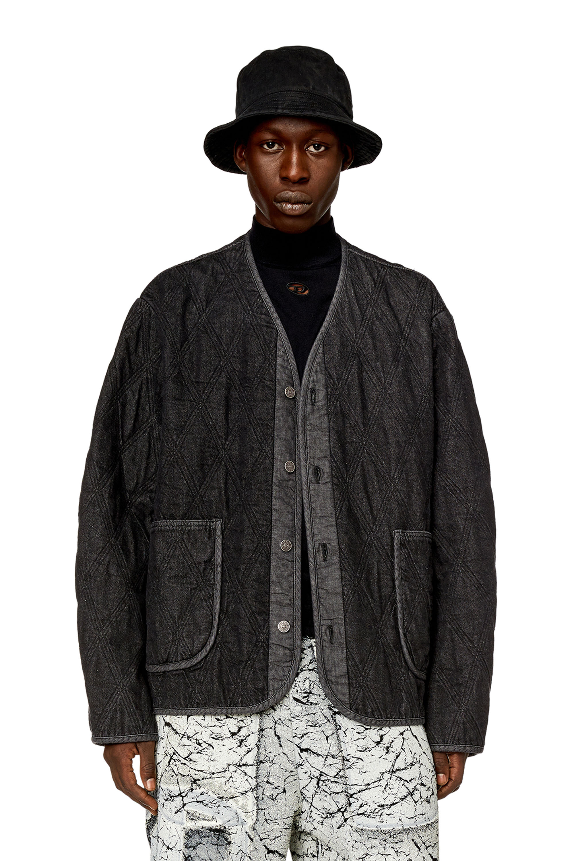 Diesel - D-BOY-S, Man's Jacket in tailored denim in Black - 1