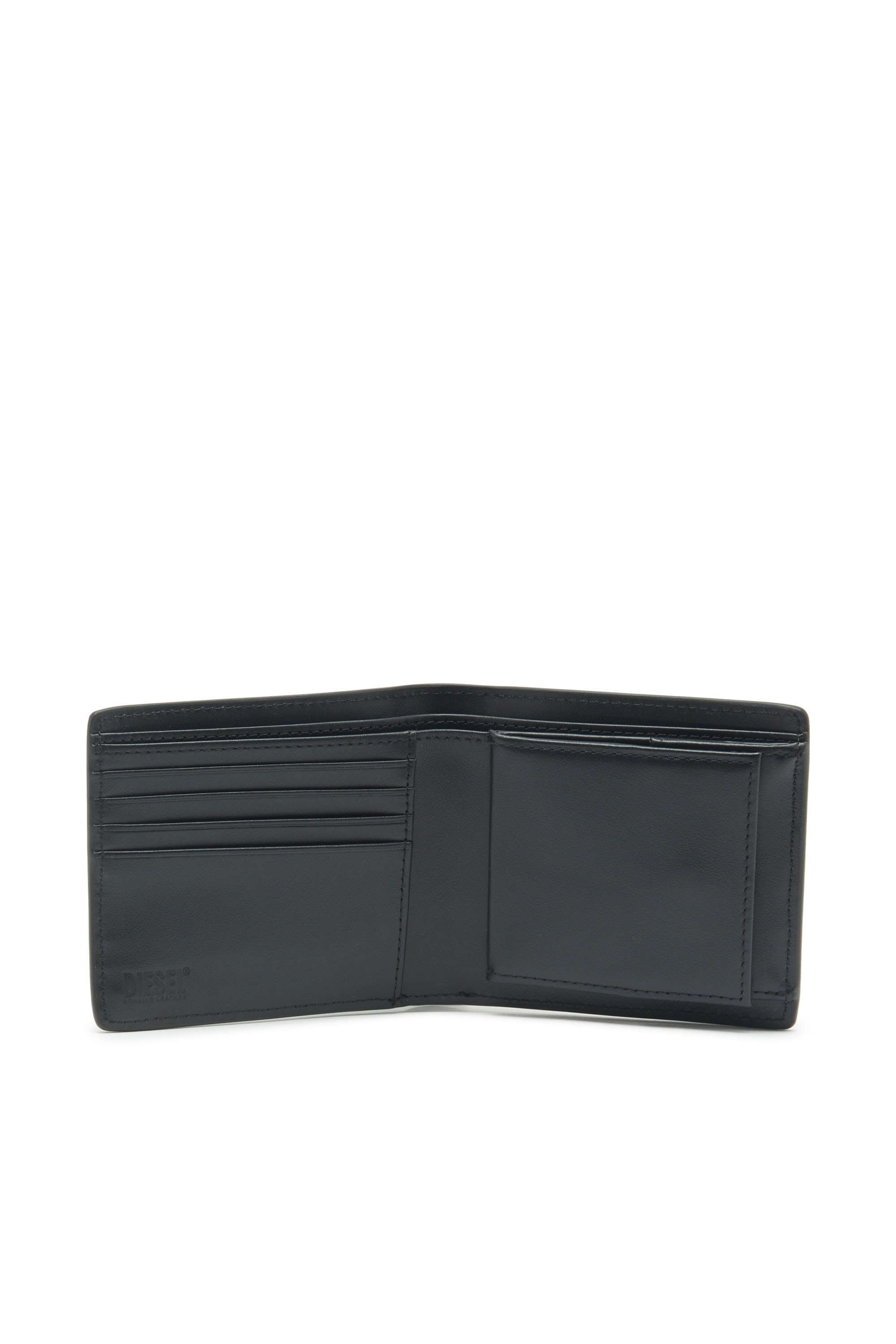 Diesel - BI-FOLD COIN S 3D, Man's Bi-fold wallet in textured leather in Black - 3