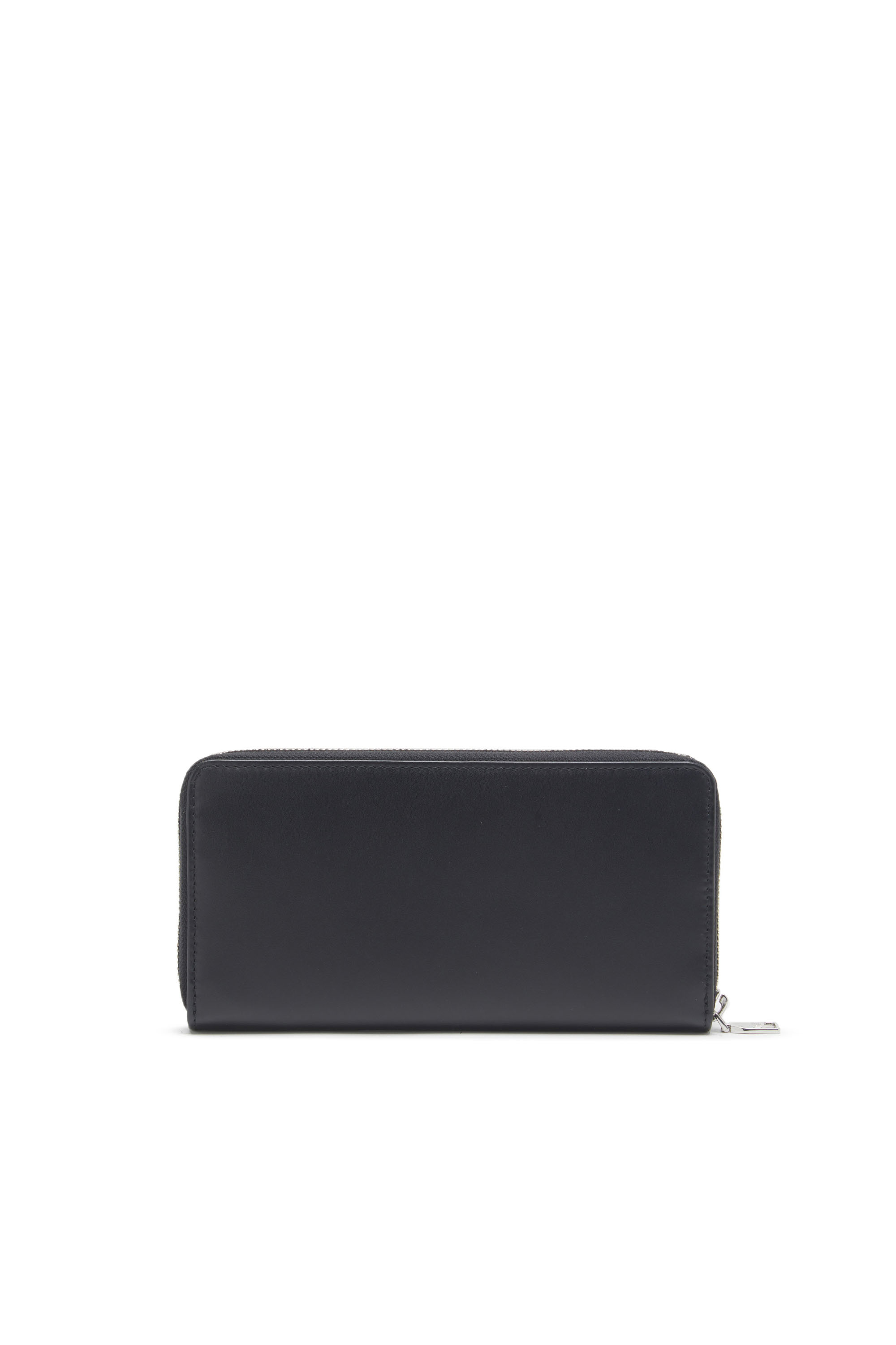 Diesel - CONTINENTAL ZIP L, Man's Long zip wallet in two-tone leather in Black/Orange - 2
