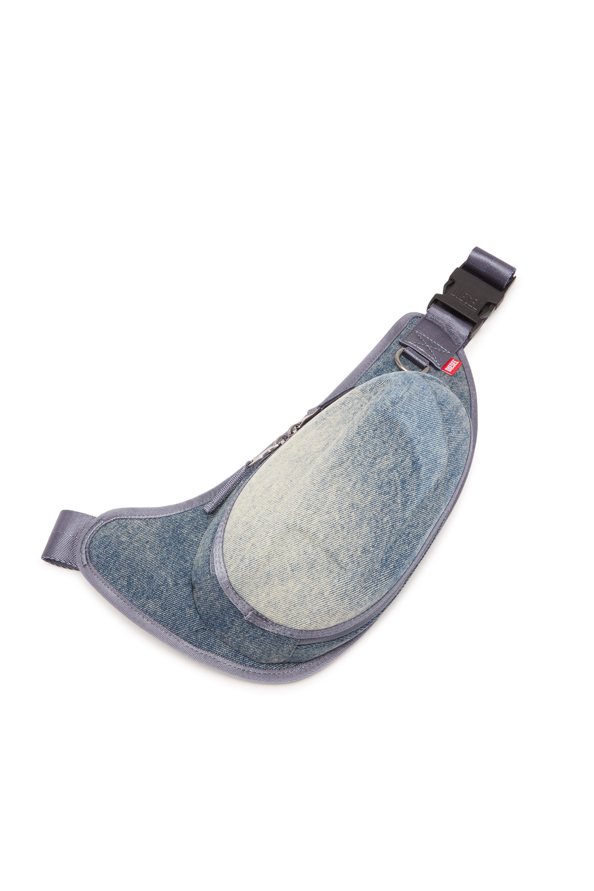 Diesel - 1DR-POD CROSSBODY, Man's 1DR-Pod Crossbody - Hard shell denim sling bag in Blue/White - 4