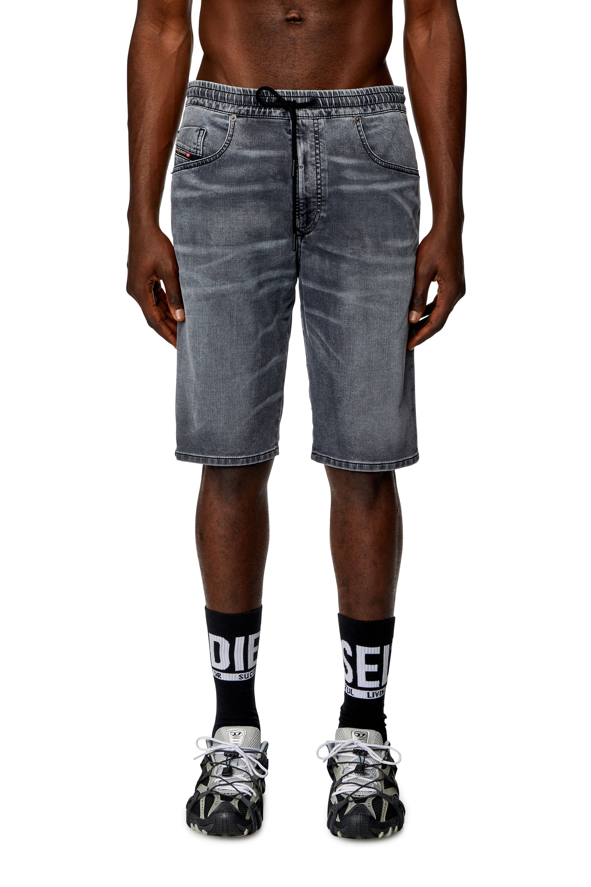 Diesel - 2033 D-KROOLEY-SHORT JOGG, Man's Chino shorts in JoggJeans in Black - 1