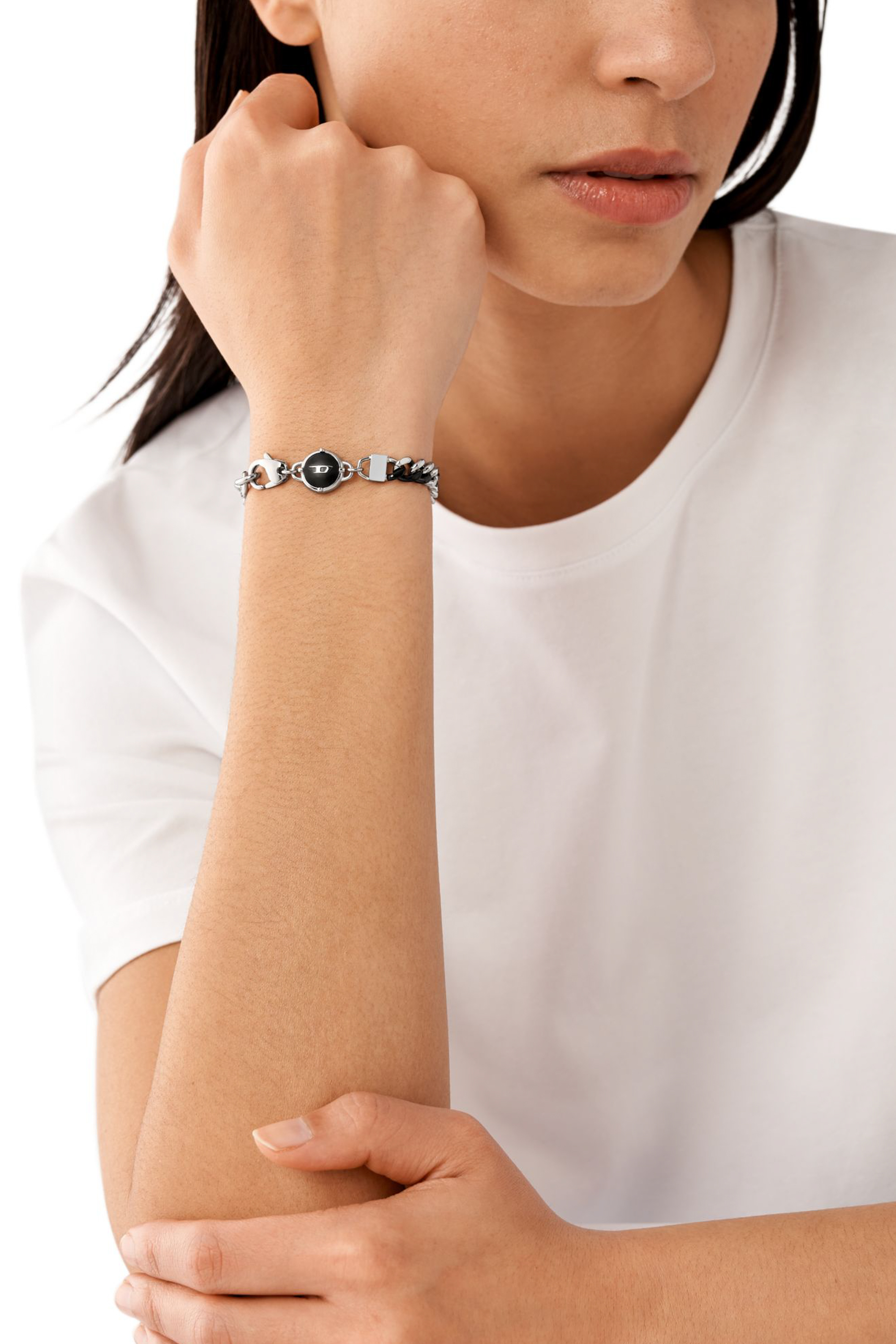 Diesel - DX1498, Unisex's Two-Tone stainless steel chain bracelet in Silver/Black - 4