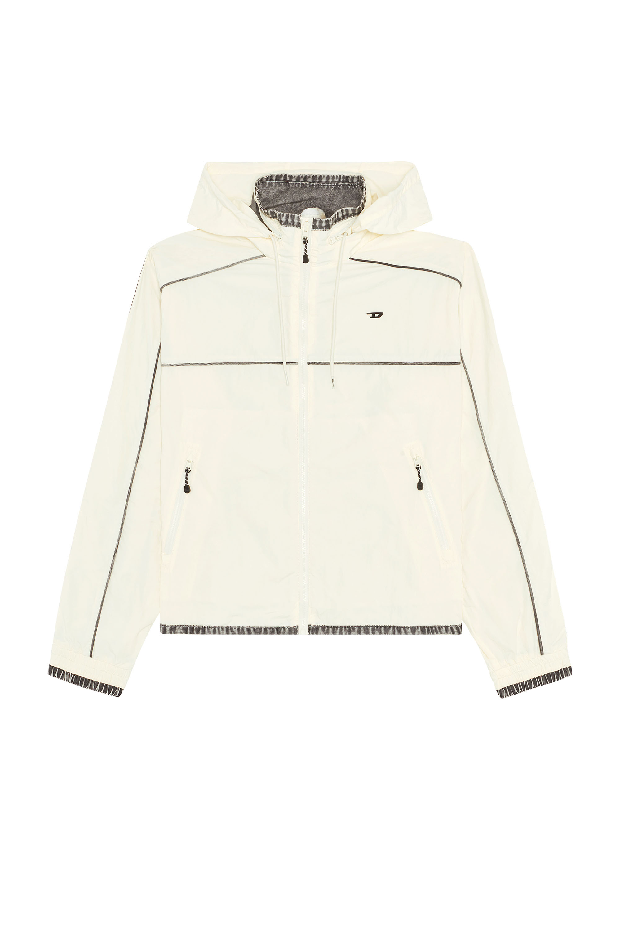 Diesel - AMWT-DOMINIC-HT45, Man's Hooded windbreaker with contrast trims in White - 3